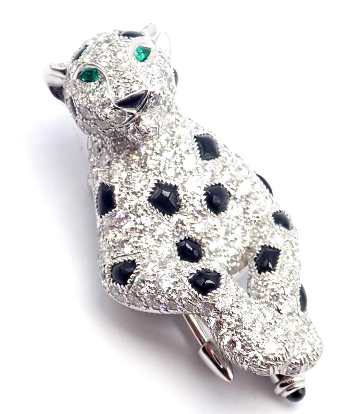 Taglio brillante Collana Panthere de Cartier Panther Multi-Wear Paved Diamond Onyx in oro bianco in vendita