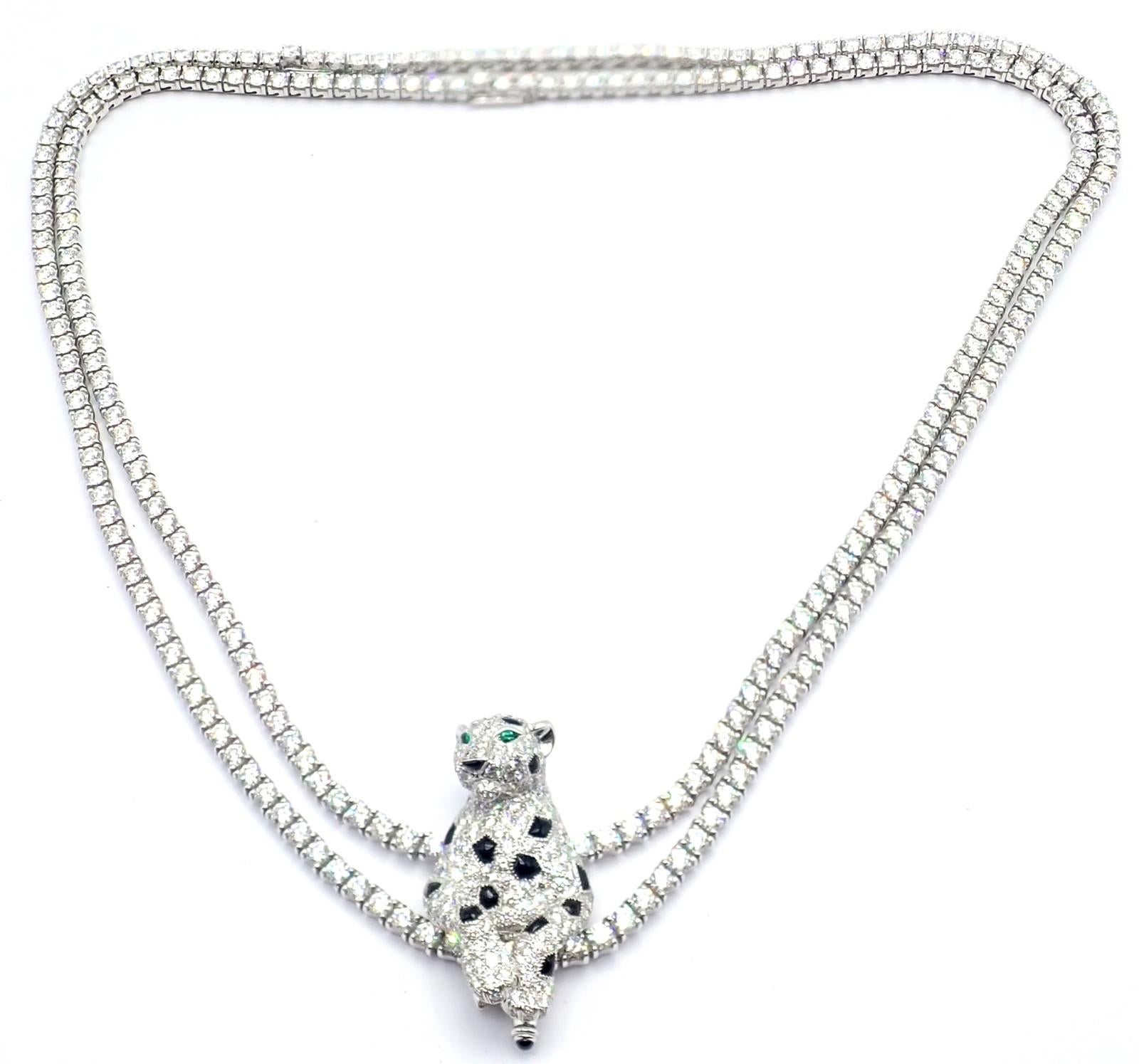 Collana Panthere de Cartier Panther Multi-Wear Paved Diamond Onyx in oro bianco In condizioni ottime in vendita a Southampton, PA