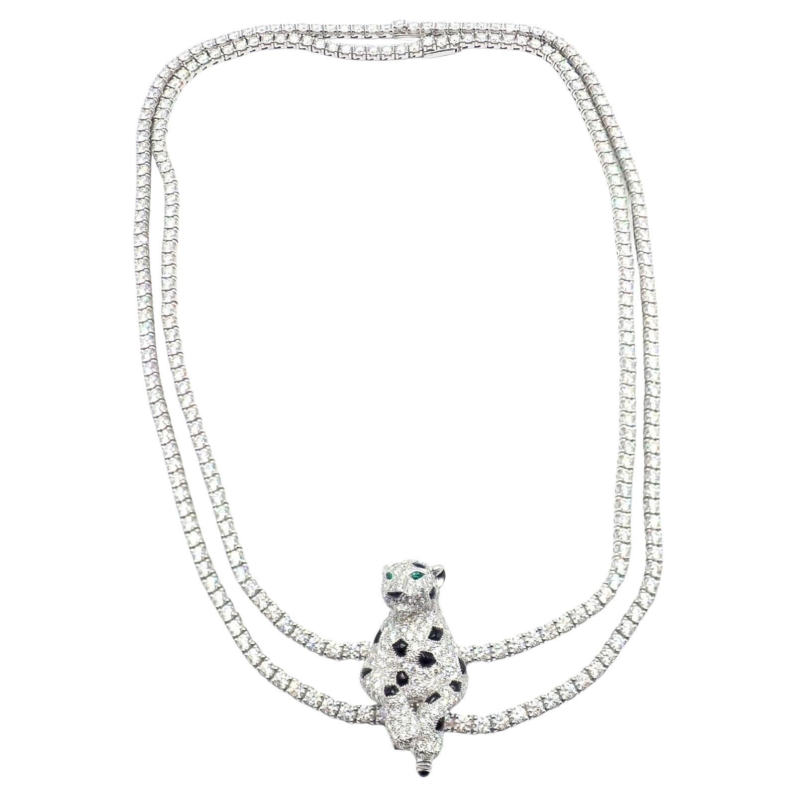 Collana Panthere de Cartier Panther Multi-Wear Paved Diamond Onyx in oro bianco