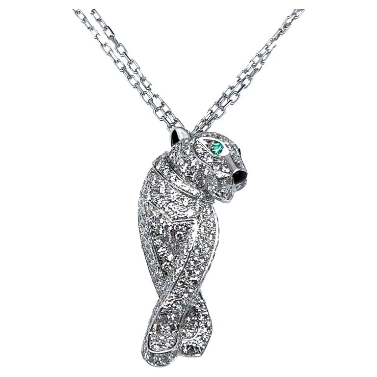 Panthère De Cartier Pendant Diamond Necklace in 18 Karat White