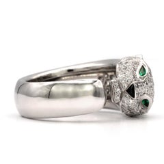 Panthère de Cartier Ring 18 Karat Gold with Pave Diamonds, Emeralds, and Onyx