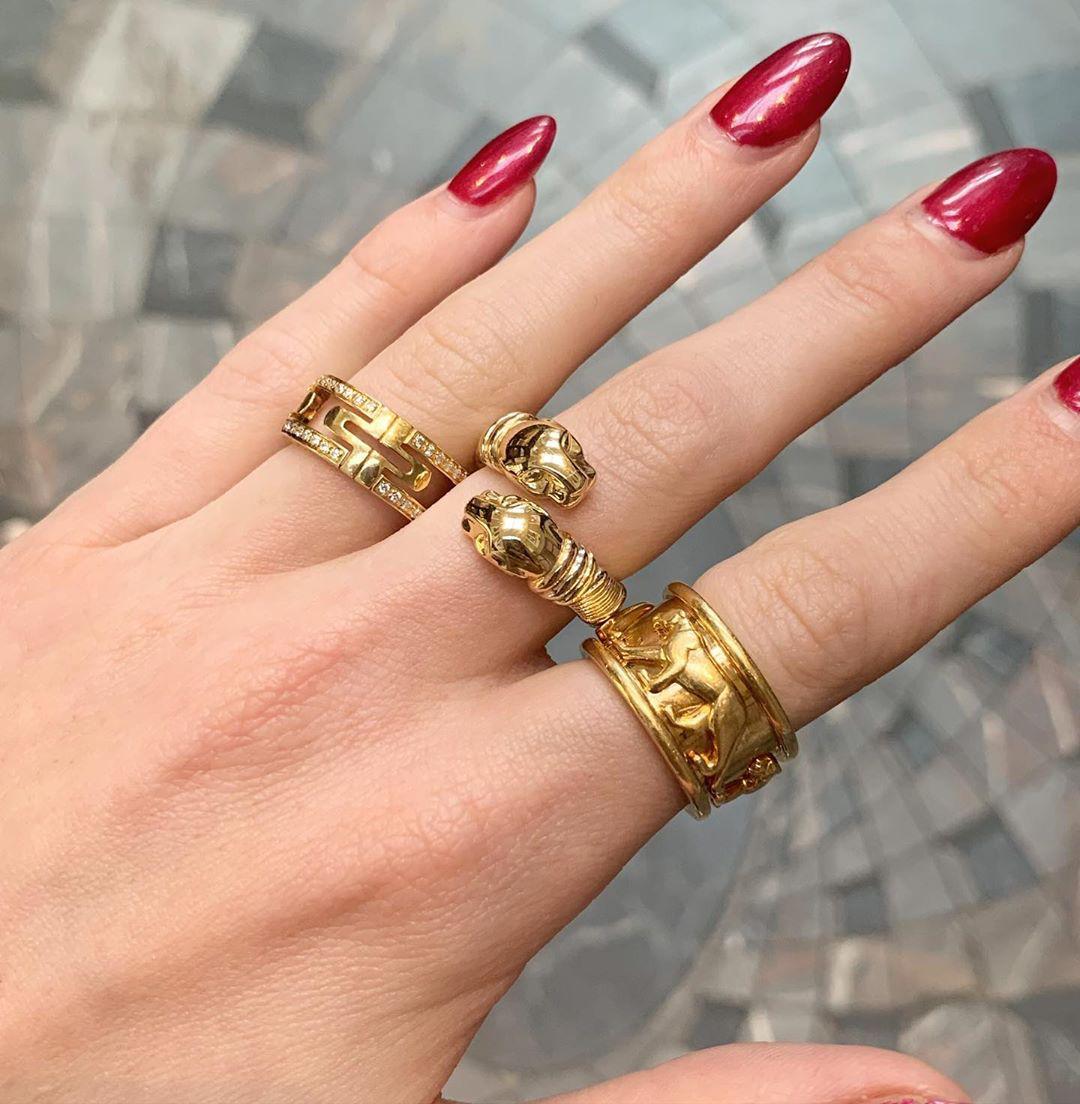 Contemporary Panthère de Cartier Double Panther Dress Ring Set in 18k Tri-Gold