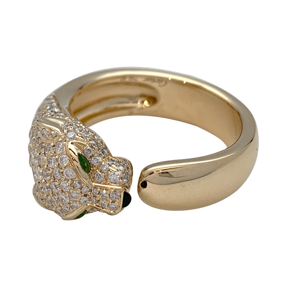 Panthère de Cartier Ring, Emeralds, Onyx and Diamonds In Excellent Condition In Paris, IDF