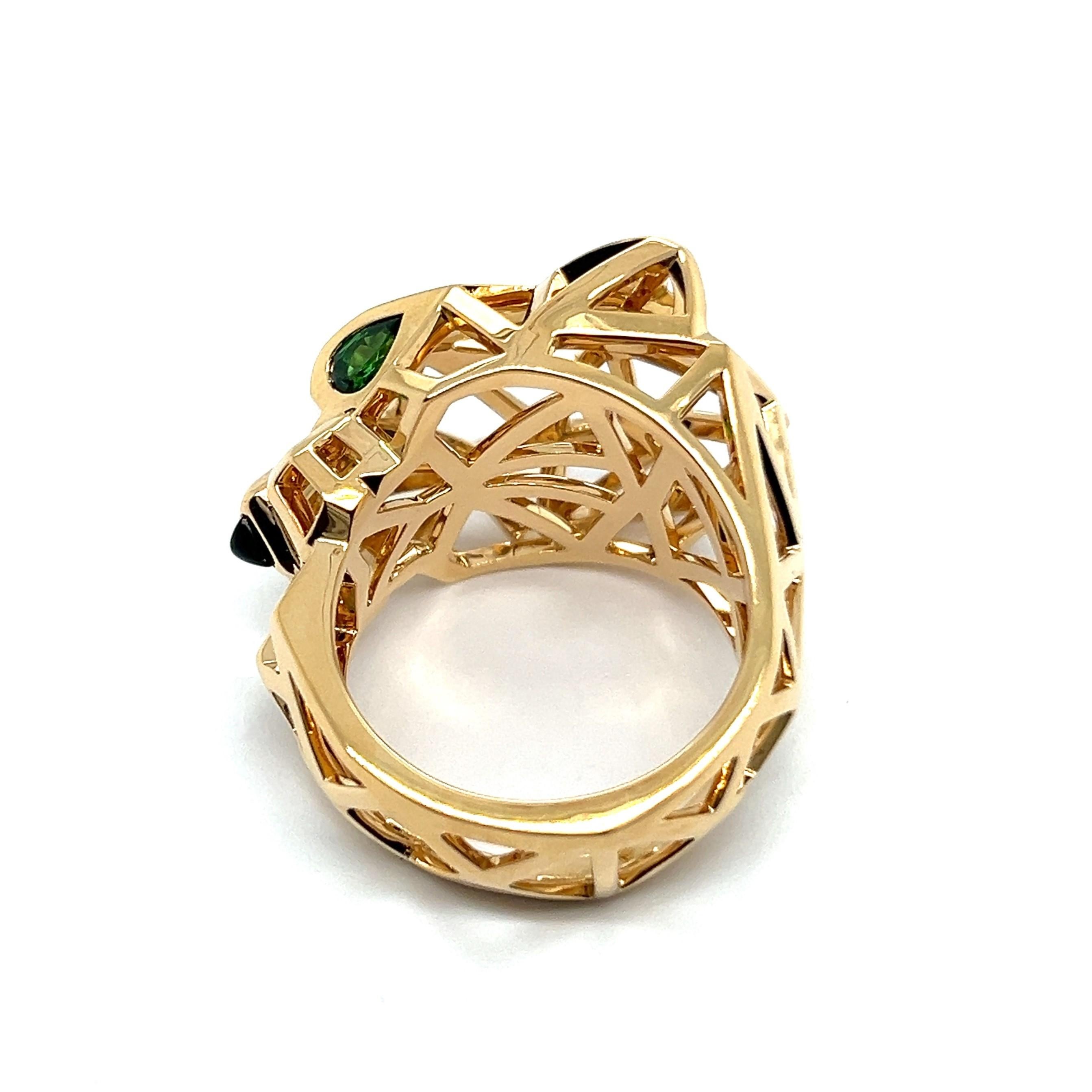 Panthère de Cartier Ring in 18 Karat Yellow Gold with Tsavorite & Onyx 7