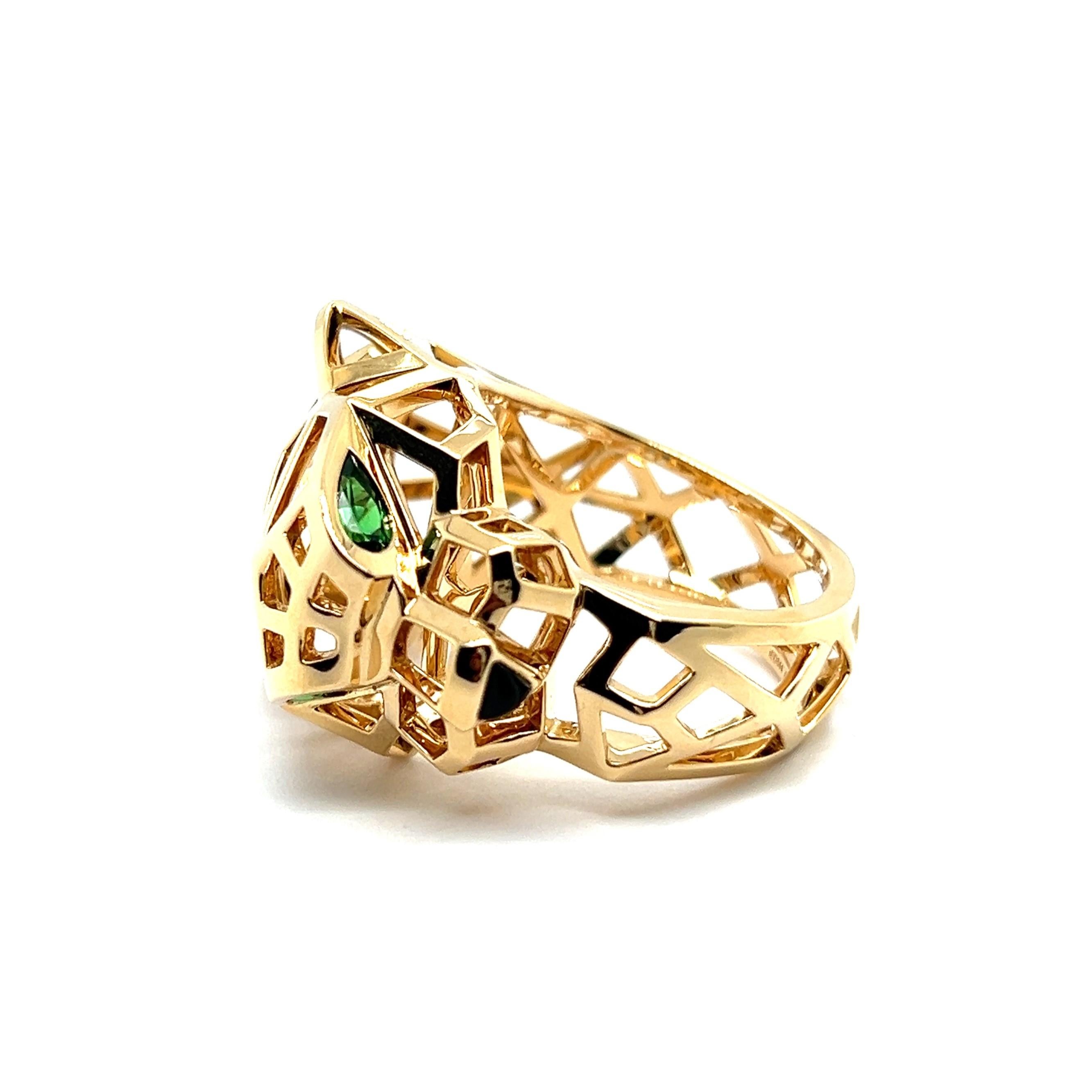 Panthère de Cartier Ring in 18 Karat Yellow Gold with Tsavorite & Onyx 9