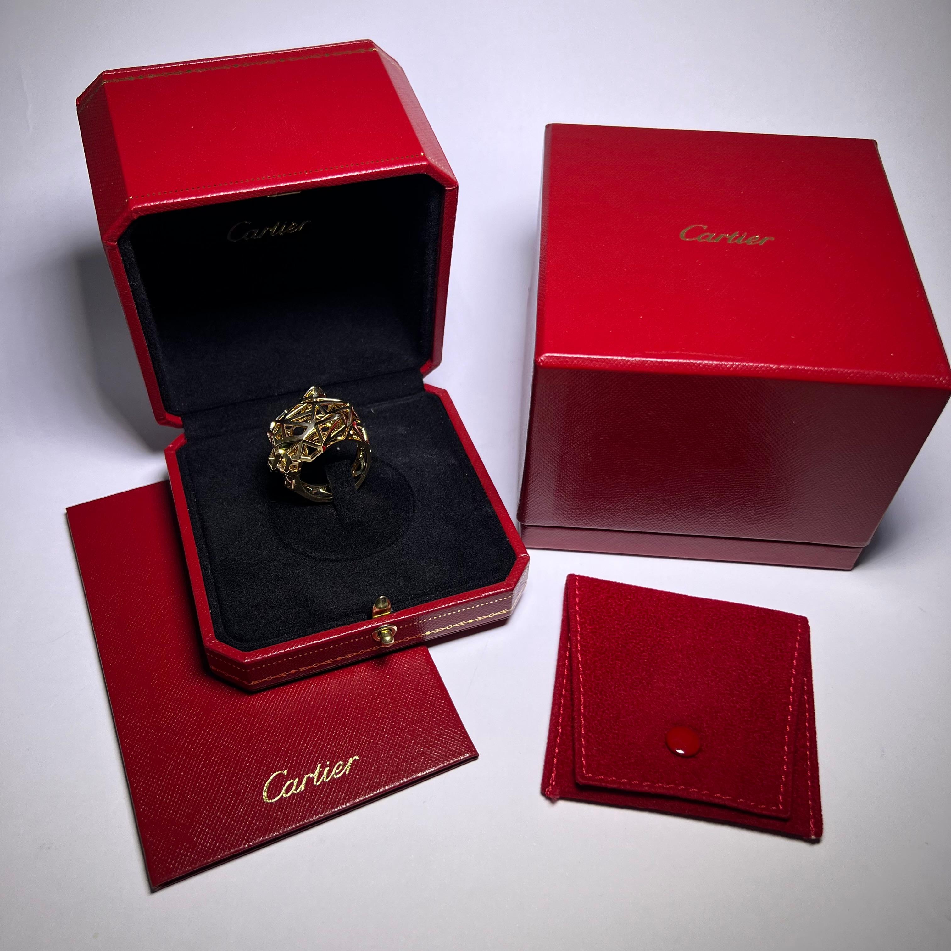 Men's Panthère de Cartier Ring in 18 Karat Yellow Gold with Tsavorite & Onyx