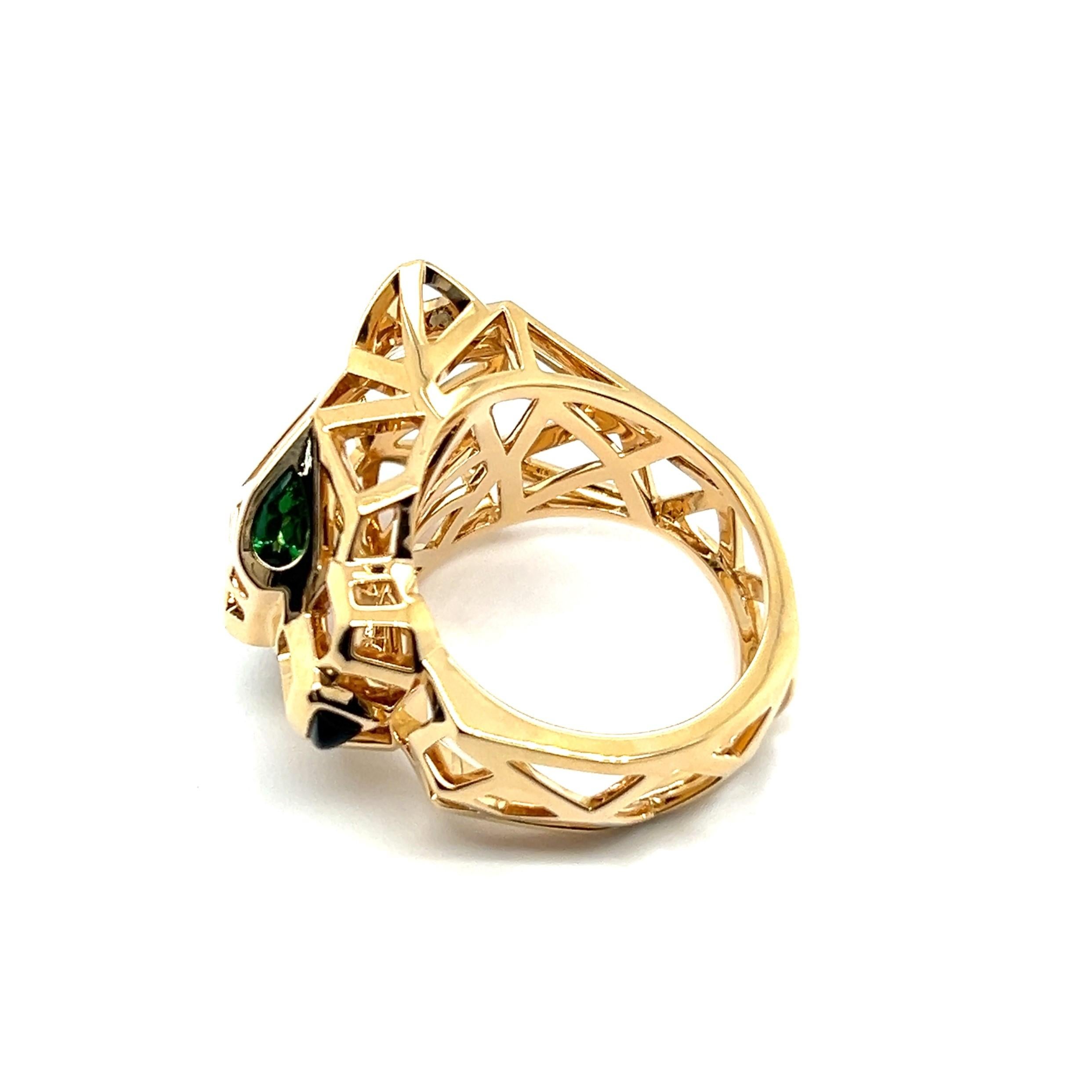 Panthère de Cartier Ring in 18 Karat Yellow Gold with Tsavorite & Onyx 3