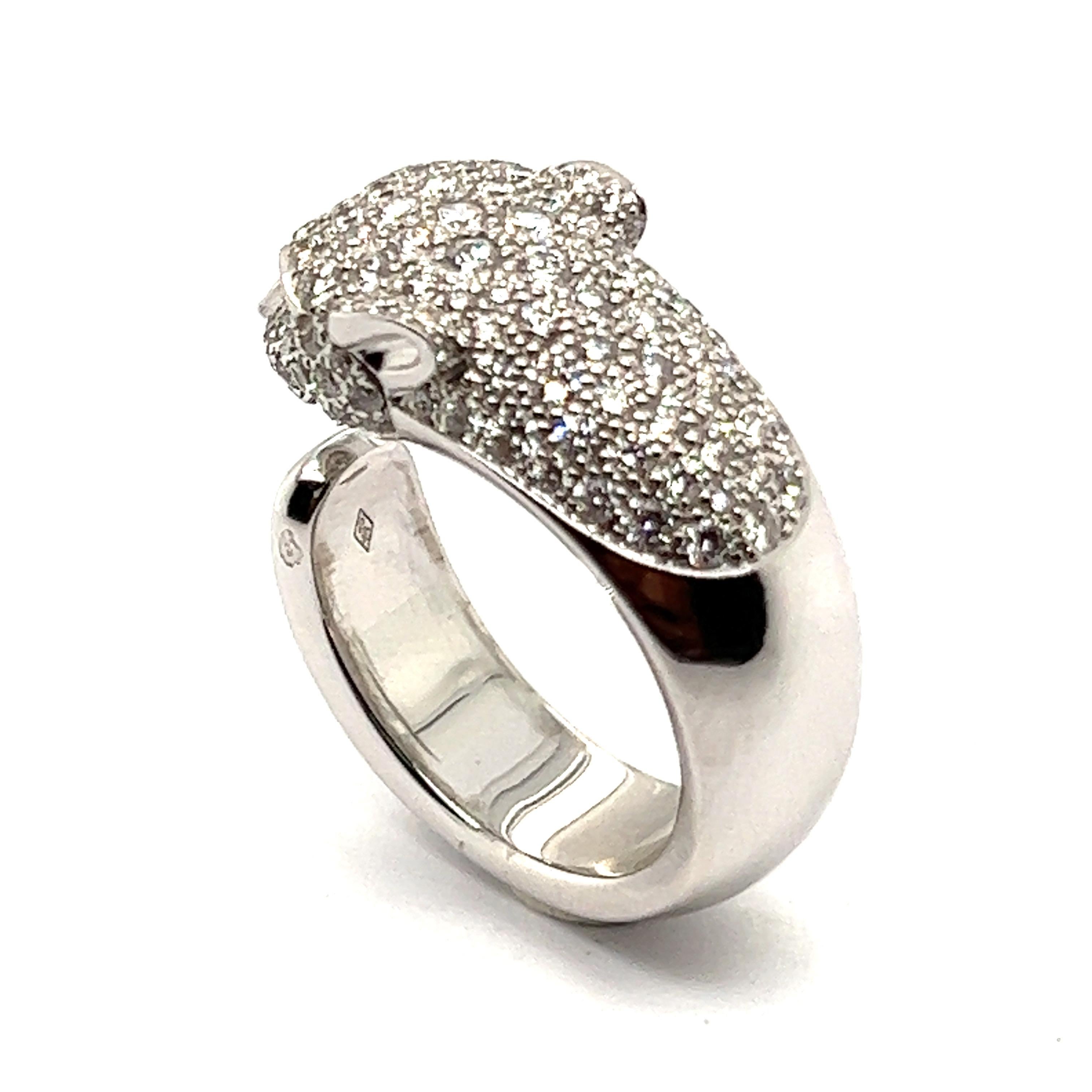 Contemporary Panthère De Cartier Ring in White Gold For Sale