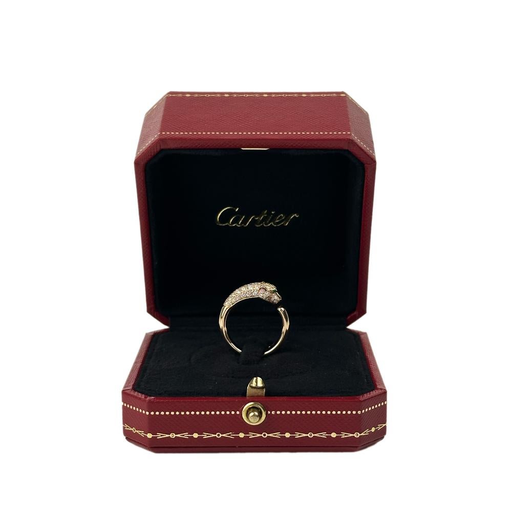 Women's Panthère de Cartier Ring with Diamonds, Emeralds & Onyx - 18K Rose Gold For Sale