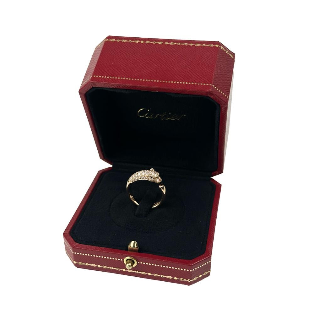 Panthère de Cartier Ring with Diamonds, Emeralds & Onyx - 18K Rose Gold For Sale 1