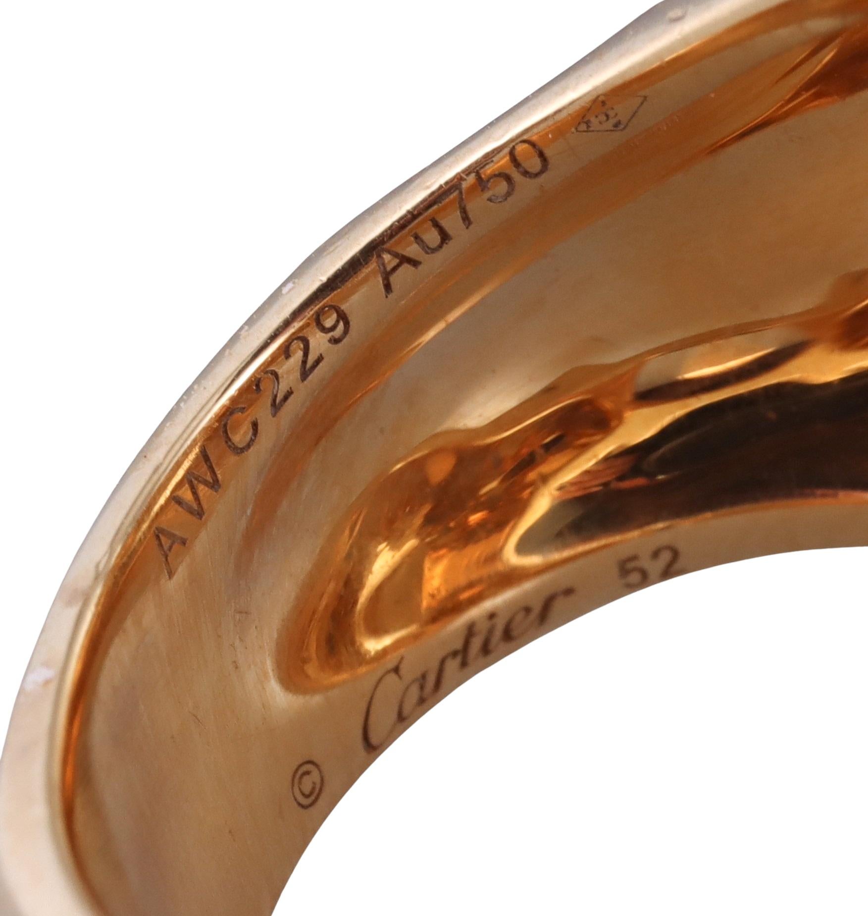 Panthere de Cartier Tsavorite Enamel Gold Ring For Sale 2