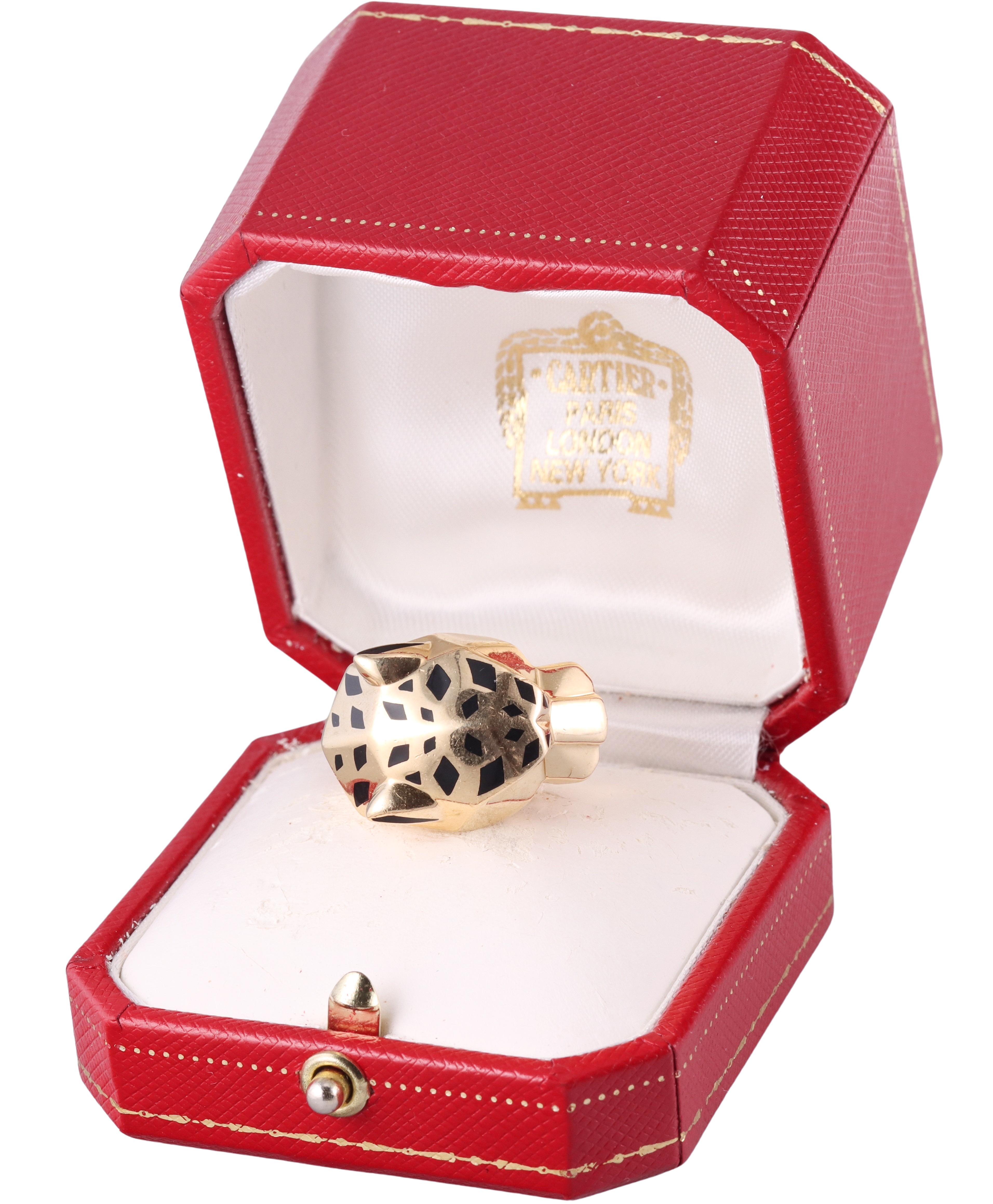 Panthere de Cartier Tsavorite Enamel Gold Ring For Sale 3