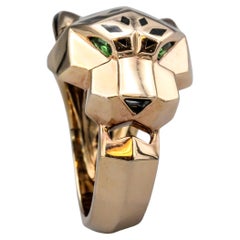 Panthere De Cartier Tsavorite Garnet Onyx 18k Rose Gold Ring