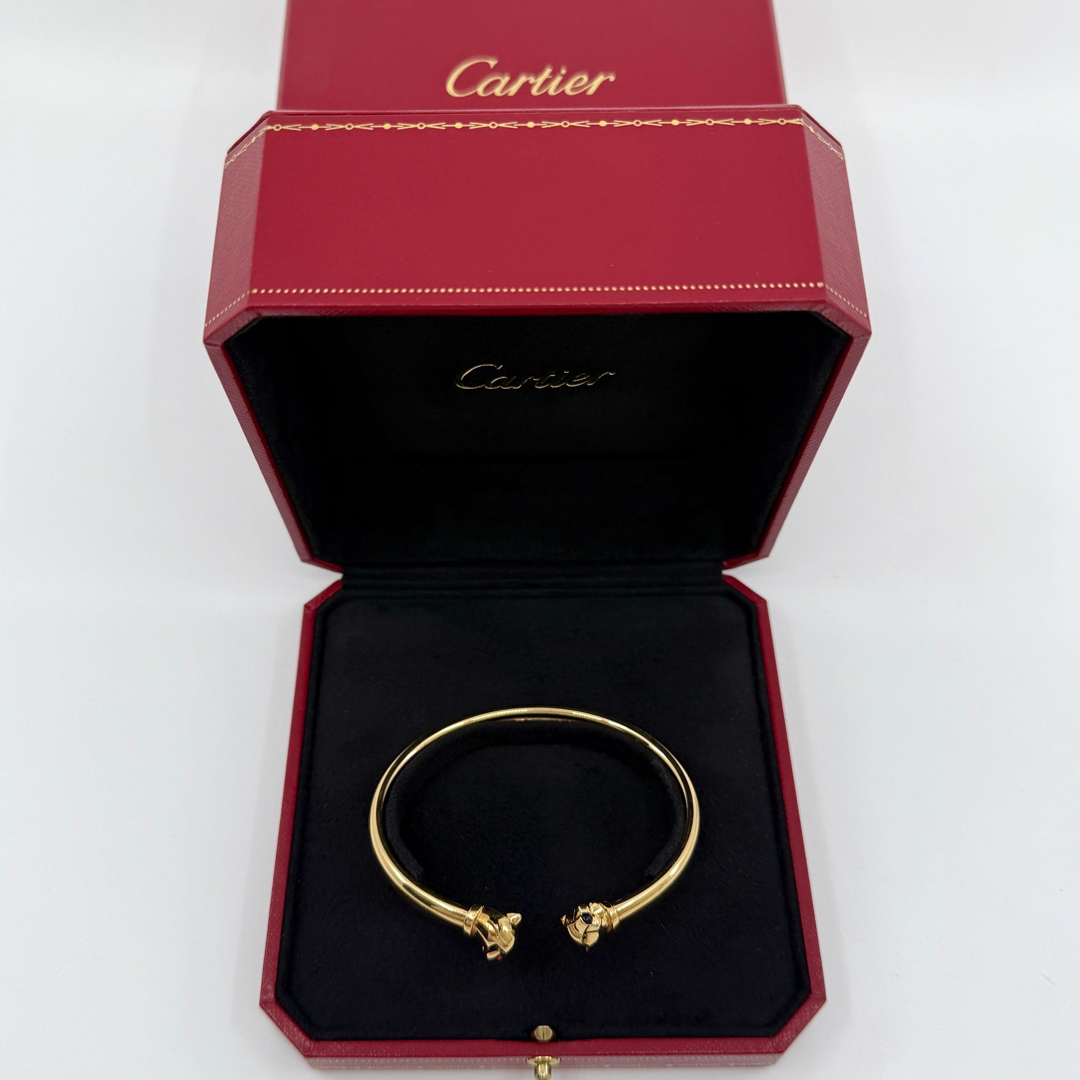 Panthere De Cartier Tsavorite Garnet & Onyx 18k Yellow Gold Cuff Bangle Bracelet 6