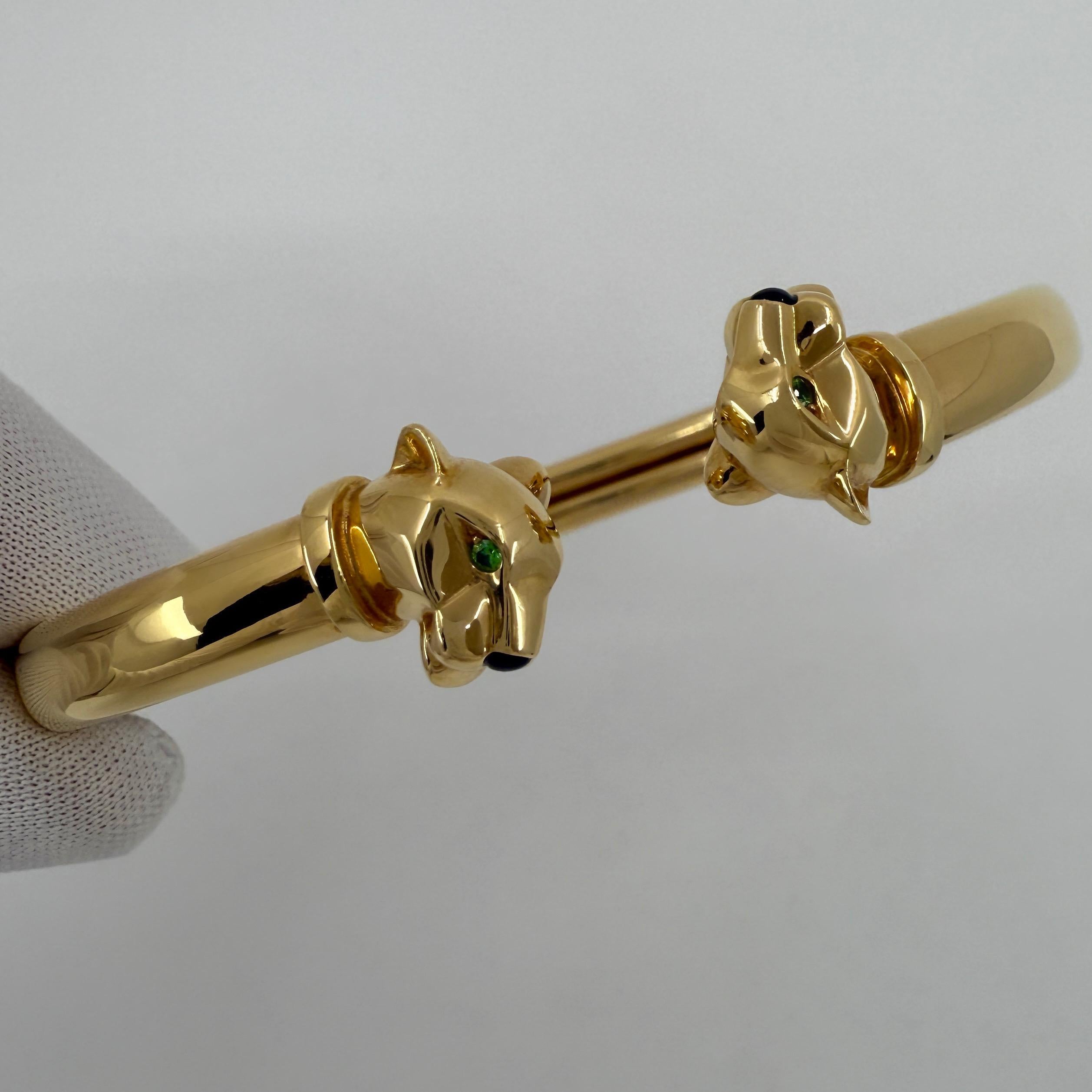 Panthere De Cartier Tsavorite Garnet & Onyx 18k Yellow Gold Cuff Bangle Bracelet 7