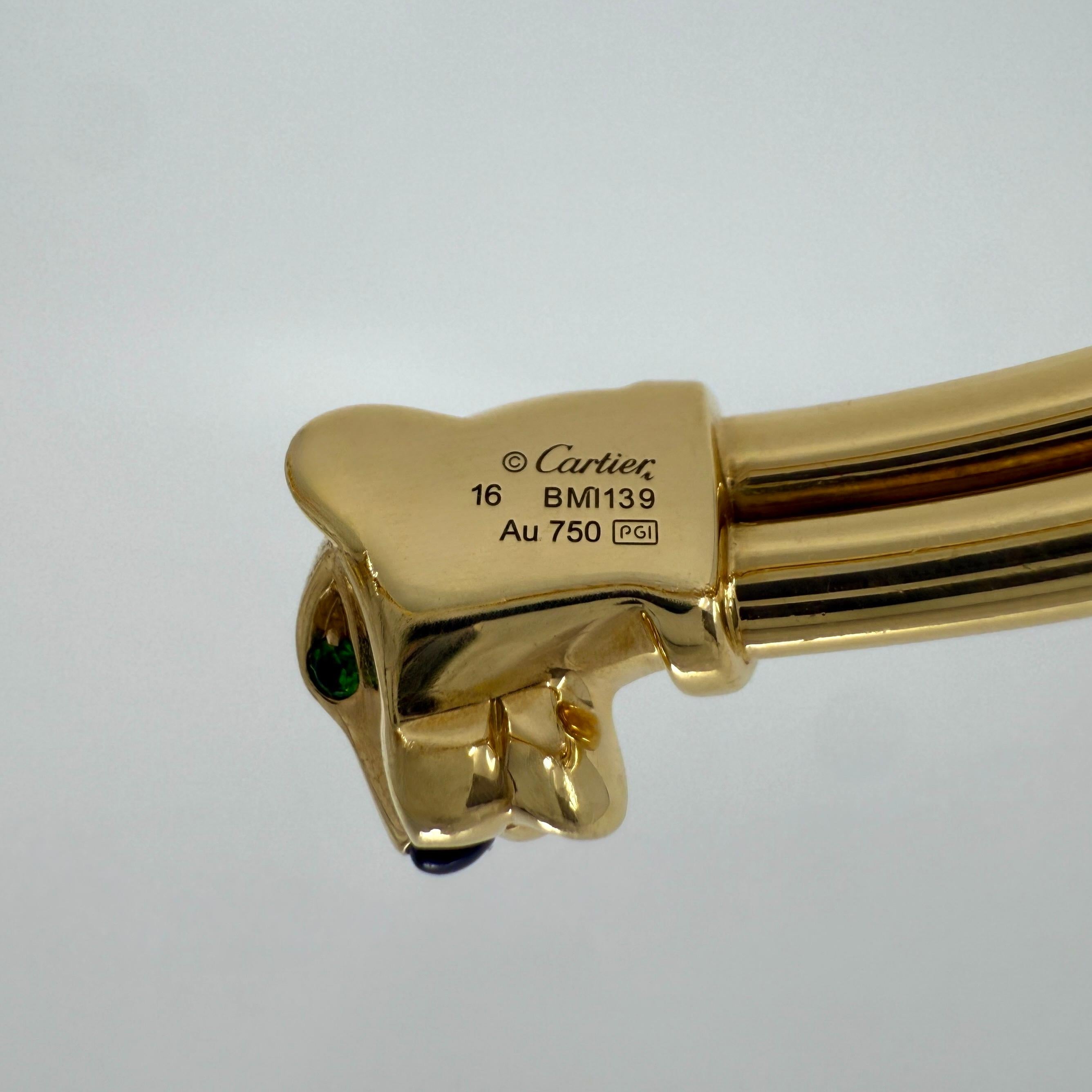 Femenino o masculino Panthere De Cartier Granate tsavorita y ónice Pulsera brazalete de oro amarillo de 18k en venta
