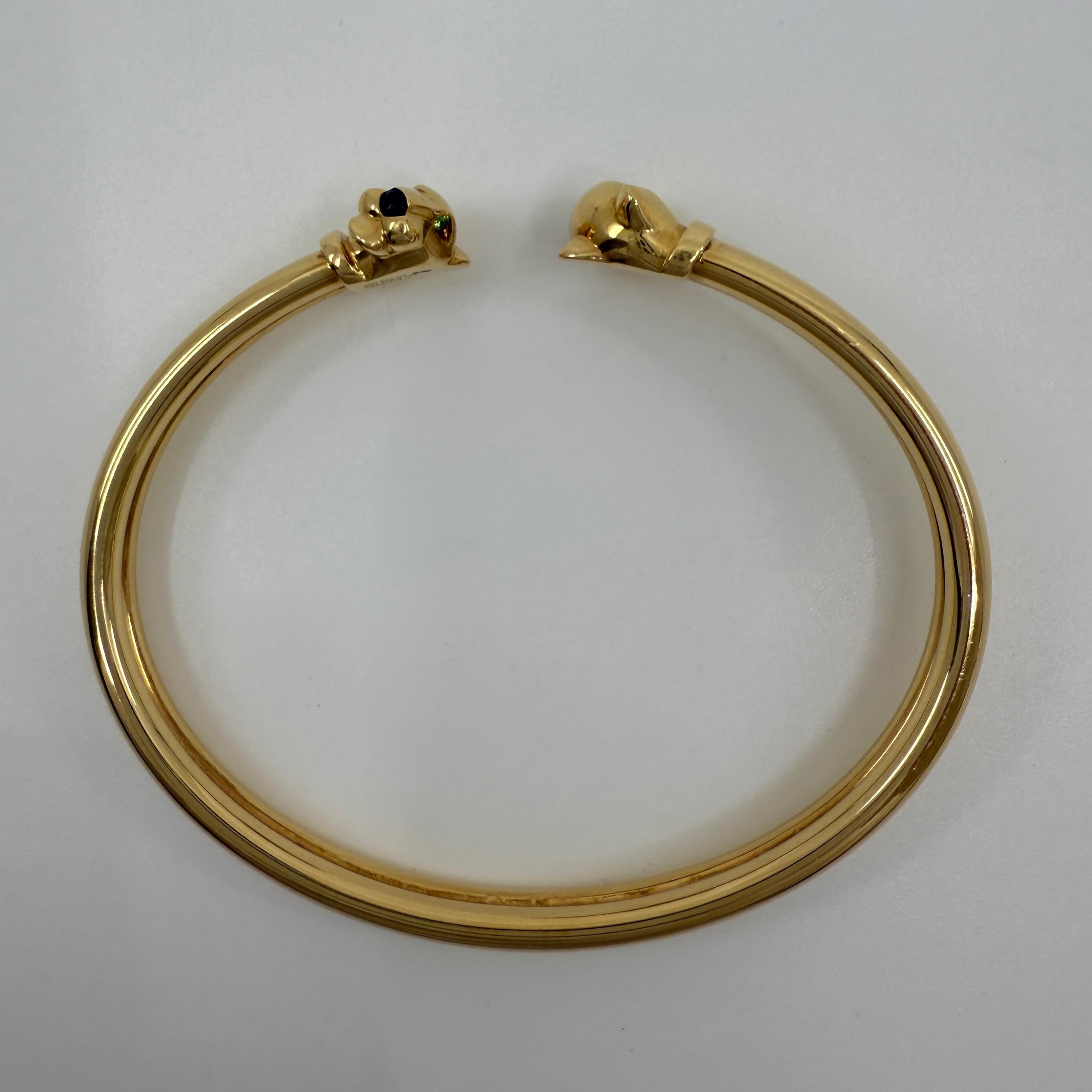 Panthere De Cartier Tsavorite Garnet & Onyx 18k Yellow Gold Cuff Bangle Bracelet 2