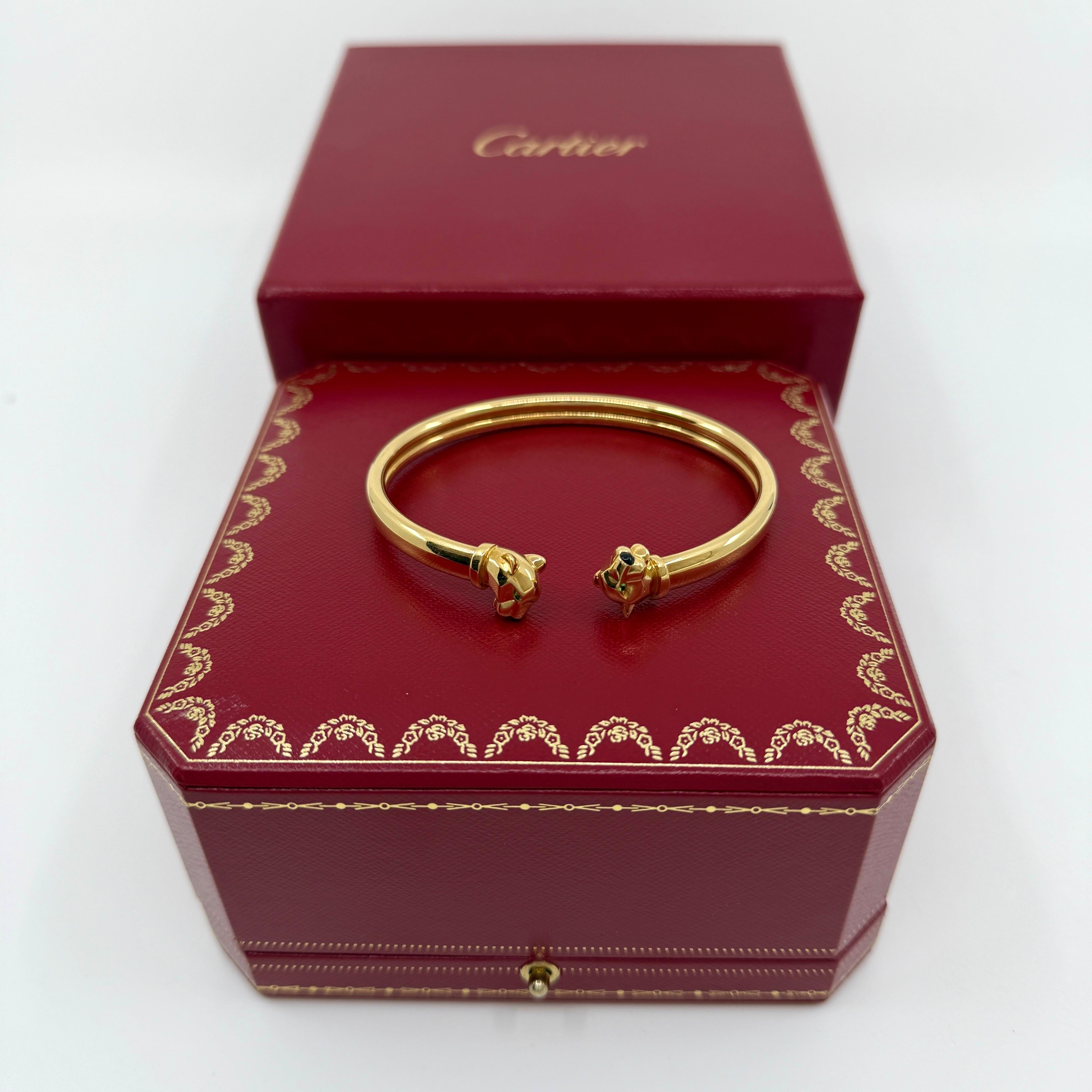 Panthere De Cartier Tsavorite Garnet & Onyx 18k Yellow Gold Cuff Bangle Bracelet 3