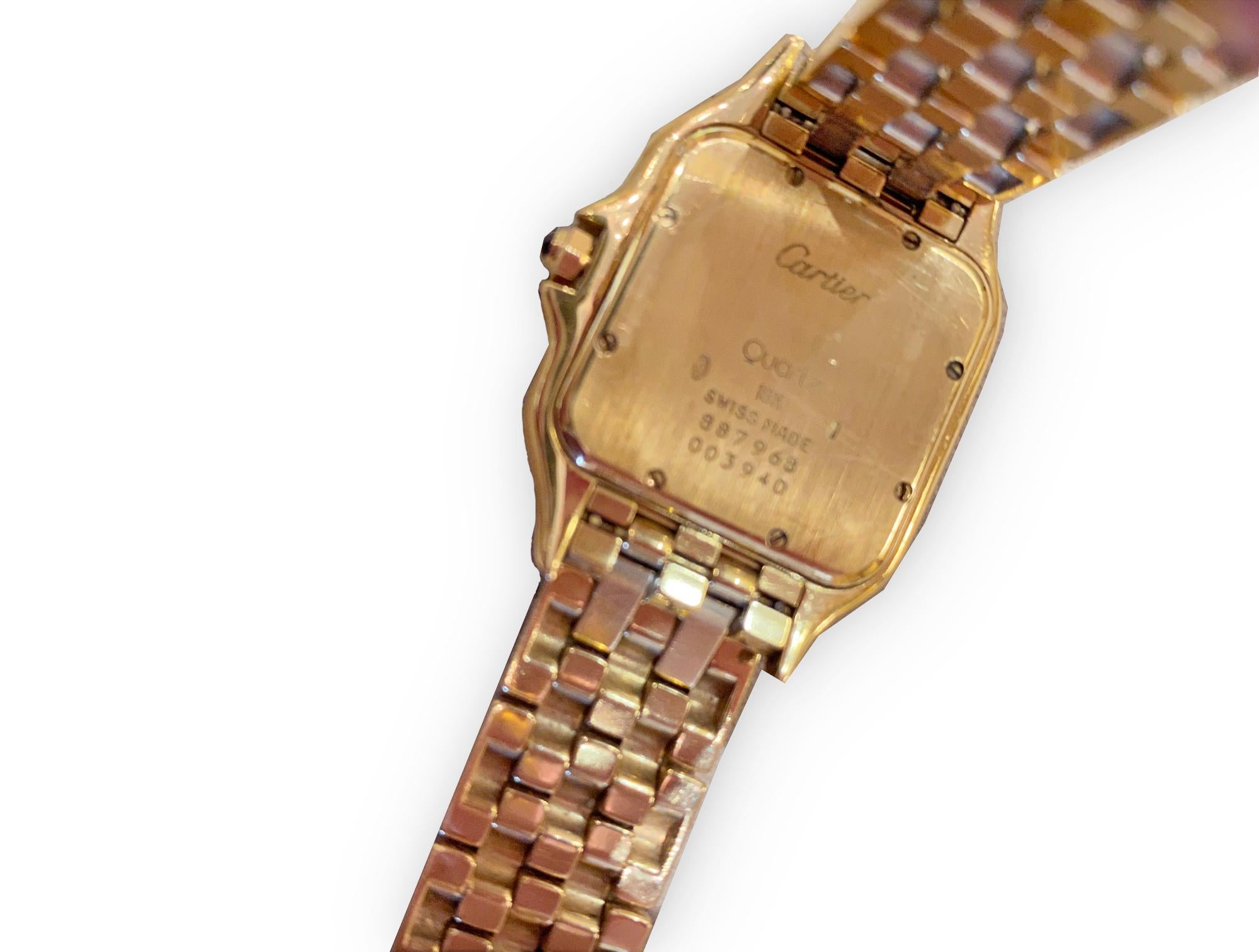 Panthere de Cartier Unisex 18 Karat Yellow Gold Watch For Sale 1