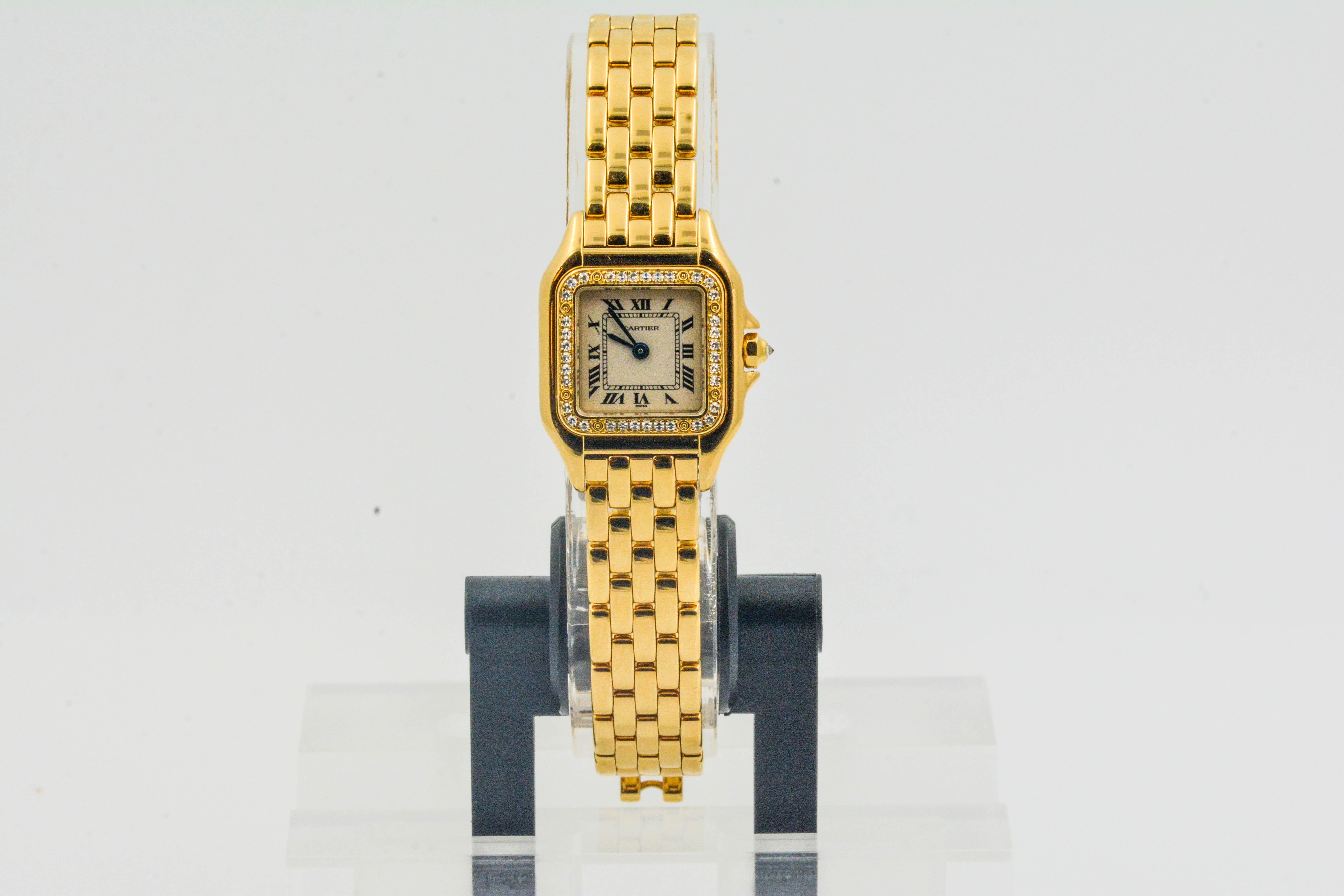 Panthère de Cartier Yellow Gold Diamond Bezel Small Model Ladies Watch ...