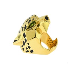 Panthère de Cartier Black Onyx, Peridot, Black Lacquer 18 Karat Yellow Ring