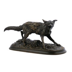 renard haletant " 1847 " Sculpture en bronze de l'atelier de Pierre Jules Mene