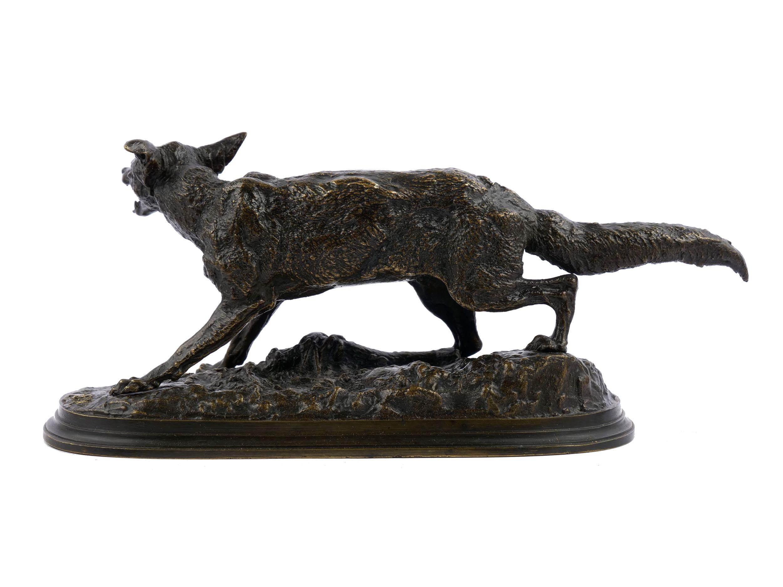 “Panting Fox” ‘1847’ Atelier Bronze Sculpture by Pierre Jules Mene In Good Condition In Shippensburg, PA