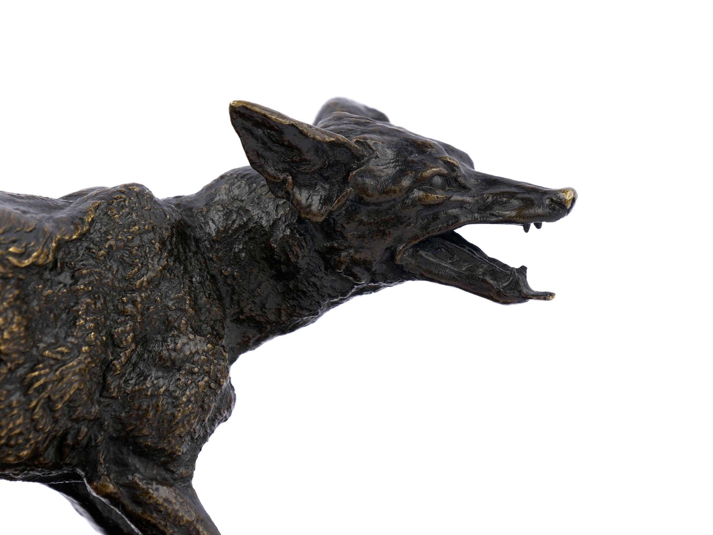 “Panting Fox” ‘1847’ Atelier Bronze Sculpture by Pierre Jules Mene 1