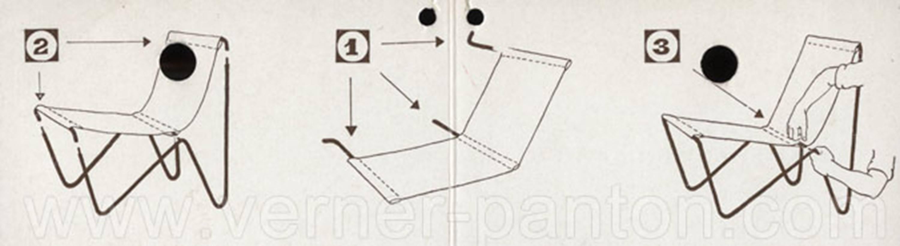 Silla de soltero Panton Verner con taburete/Marrón Lino en venta