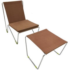 Panton Verner Bachelor Chair with Stool/Brown