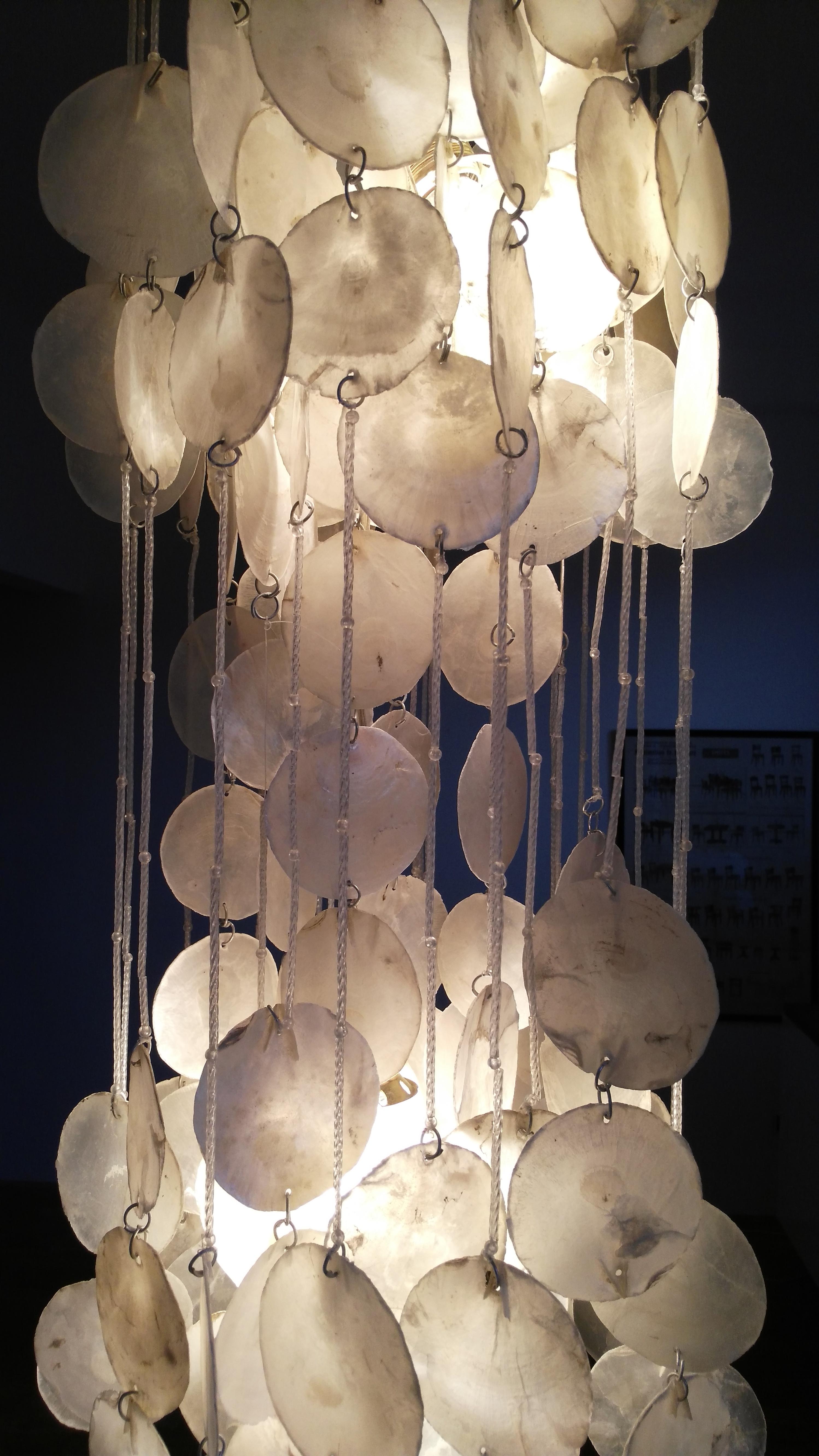 In the Style of Panton Verner Capiz Shell Chandelier or Pendant, 1970s In Fair Condition In Praha, CZ