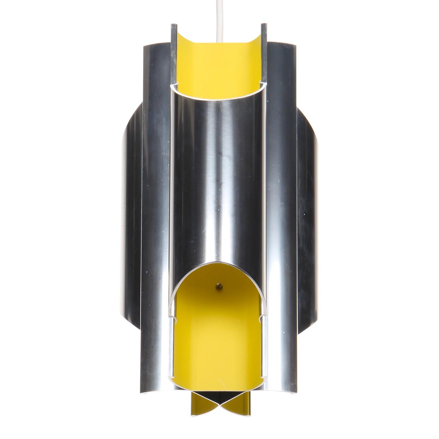 Scandinavian Modern Pantre, Yellow and Aluminium Lamp by Bent Karlby for Lyfa in 1970