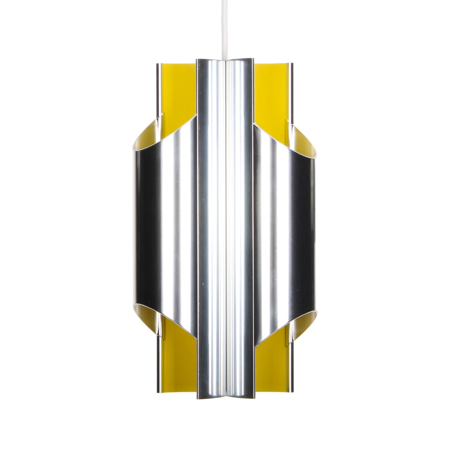Pantre, Yellow and Aluminium Lamp by Bent Karlby for Lyfa in 1970