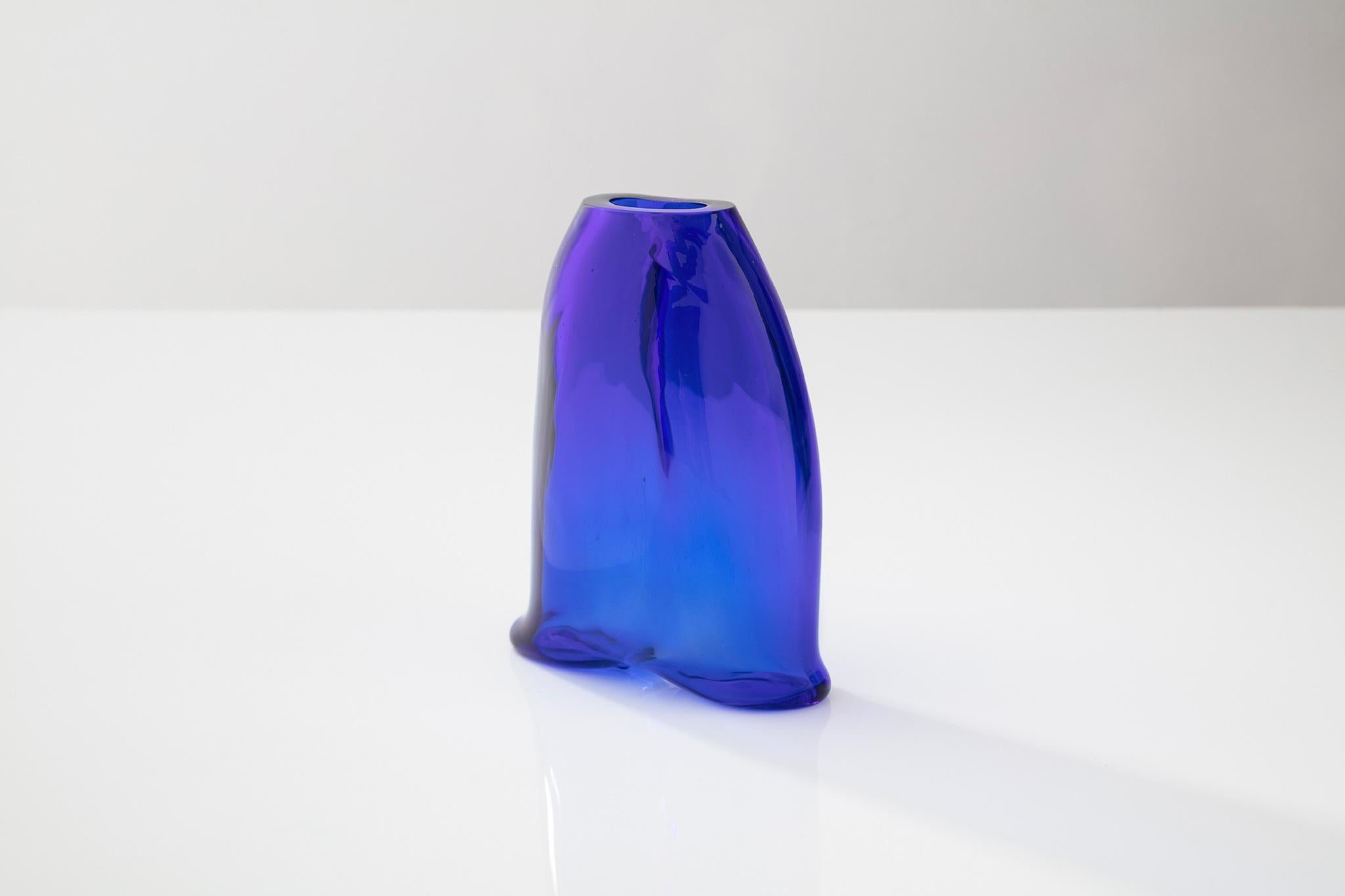 American Hand Blown Blue Glass Ashtray 'Pants' For Sale