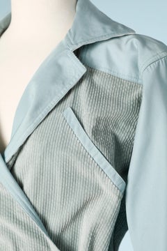 Pantsuit Courrèges in grey velvet and light blue cotton