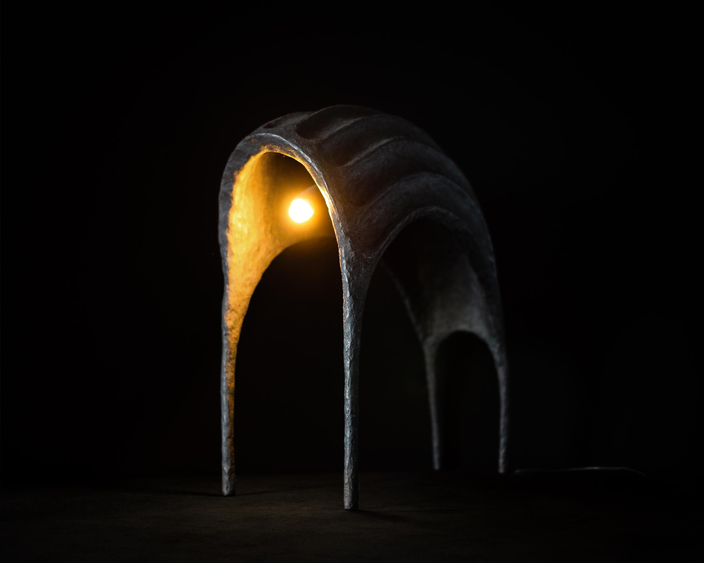 PANZIR Lampe de table et lampadaire contemporaine par Pavel Vishnevsky, édition limitée, design organique bionique sculptural, matériaux recyclés

Pièce d'éclairage sculpturale qui fusionne harmonieusement l'art et la fonction, PANZIR incarne la