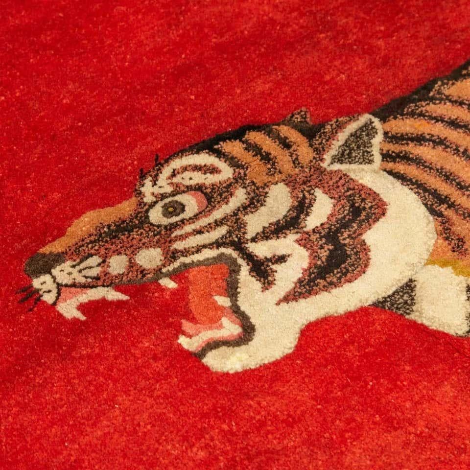 Pao Tou Tiger Chinesischer Export Handgeknüpfter Wollteppich, antik, um 1930 im Angebot 5