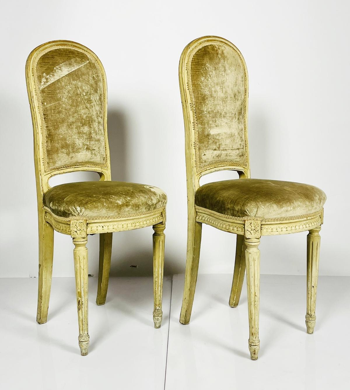Pair of Louis XVI Style Side Chairs In Fair Condition In Los Angeles, CA