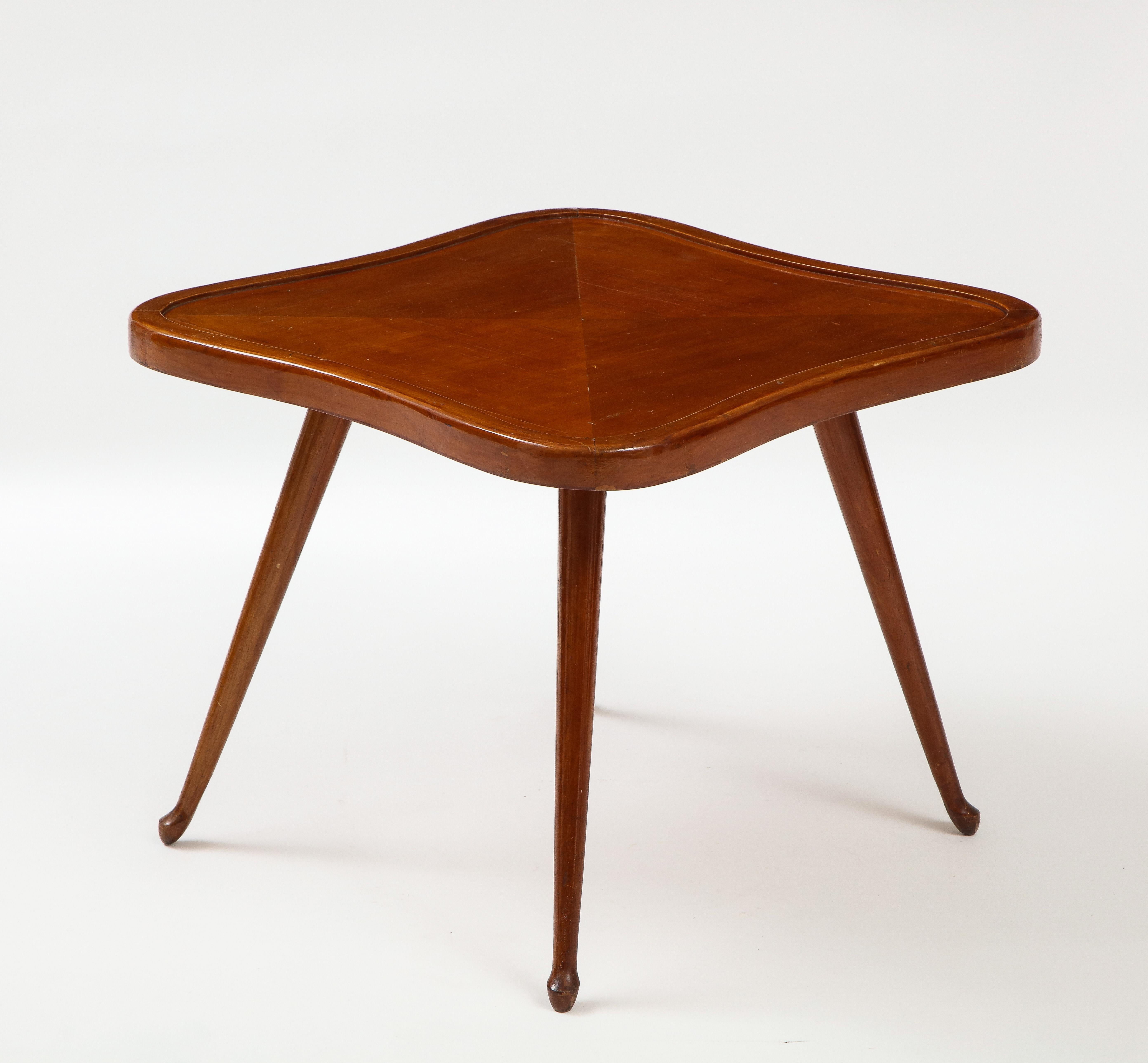 Mahogany Paolo Buffa 'Attrib.' Occasional Clover Shaped Table, c. 1950-60