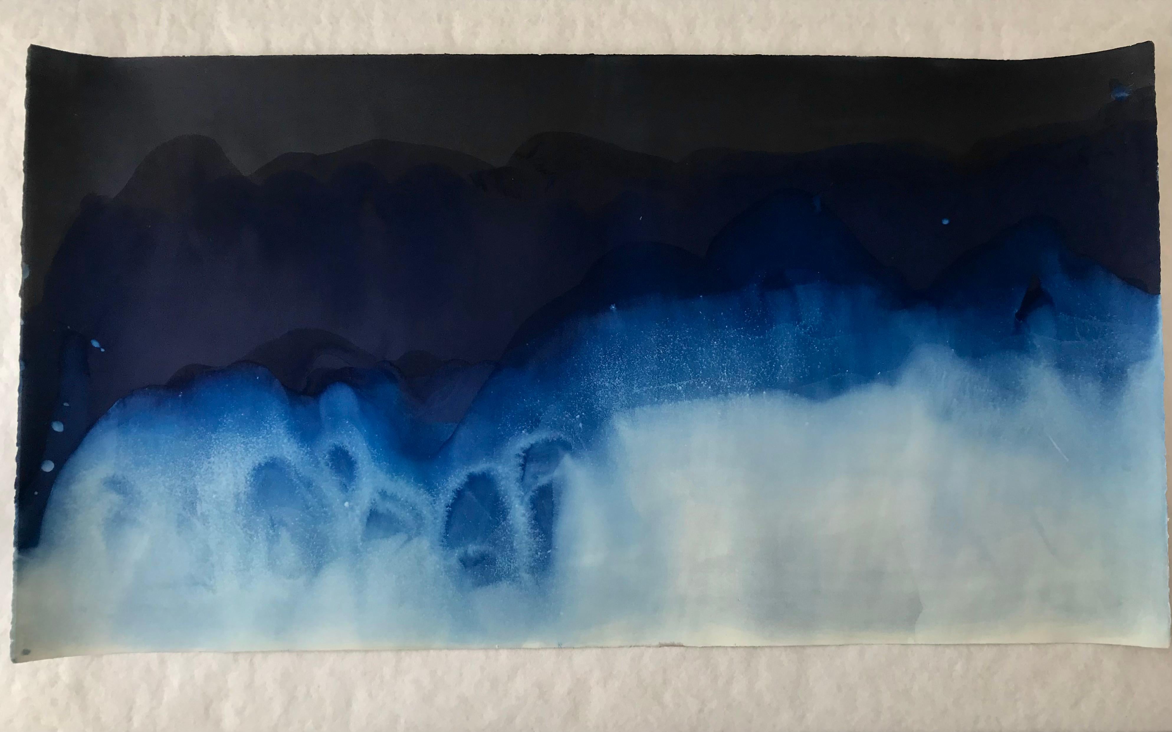 27° 42' 26.32'' N, 7° 42' 26.32'' W-15. Cyanotype photograph of the ocean waves - Photograph by Paola Davila