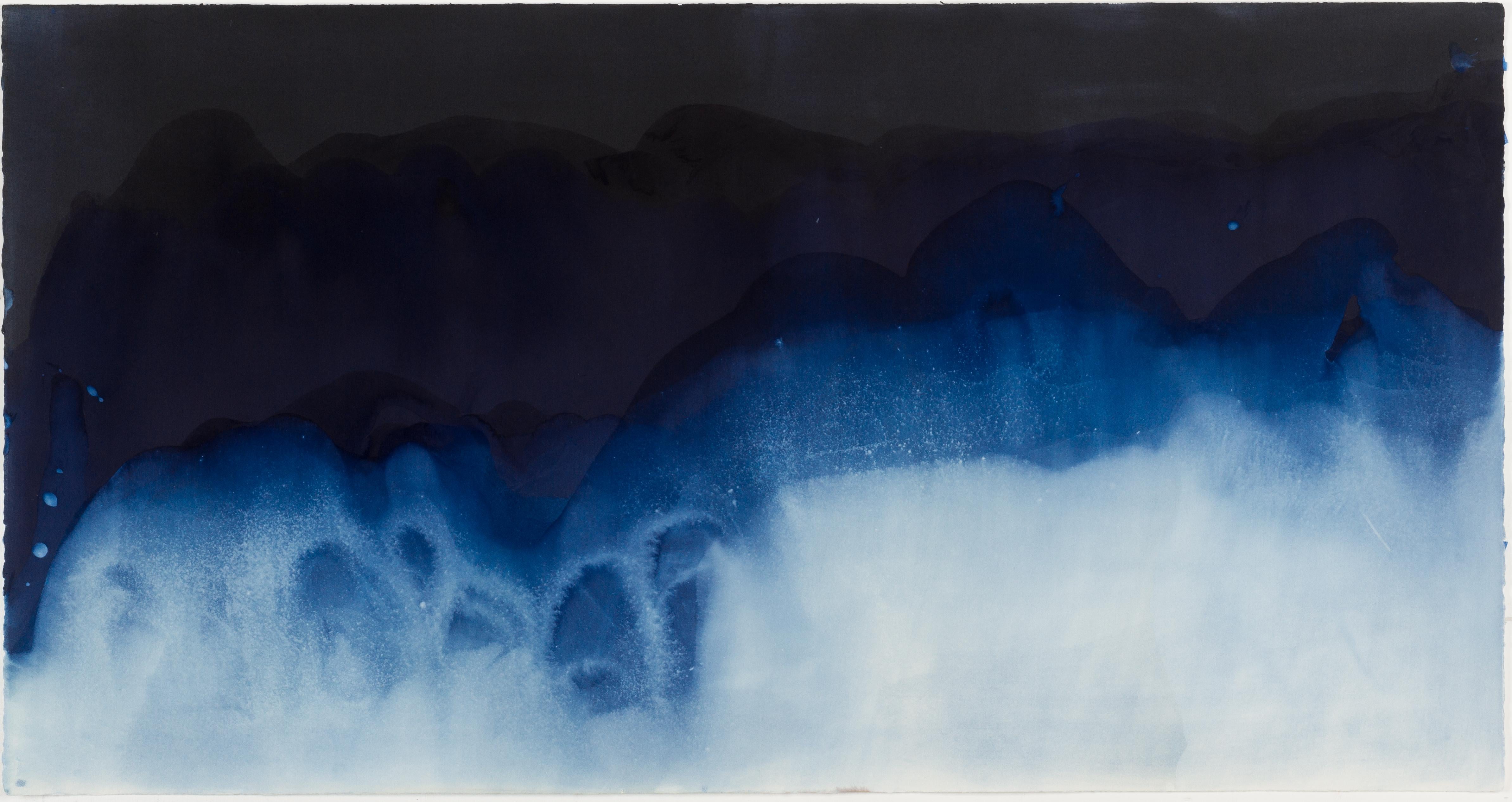 Paola Davila Landscape Photograph - 27° 42' 26.32'' N, 7° 42' 26.32'' W-15. Cyanotype photograph of the ocean waves