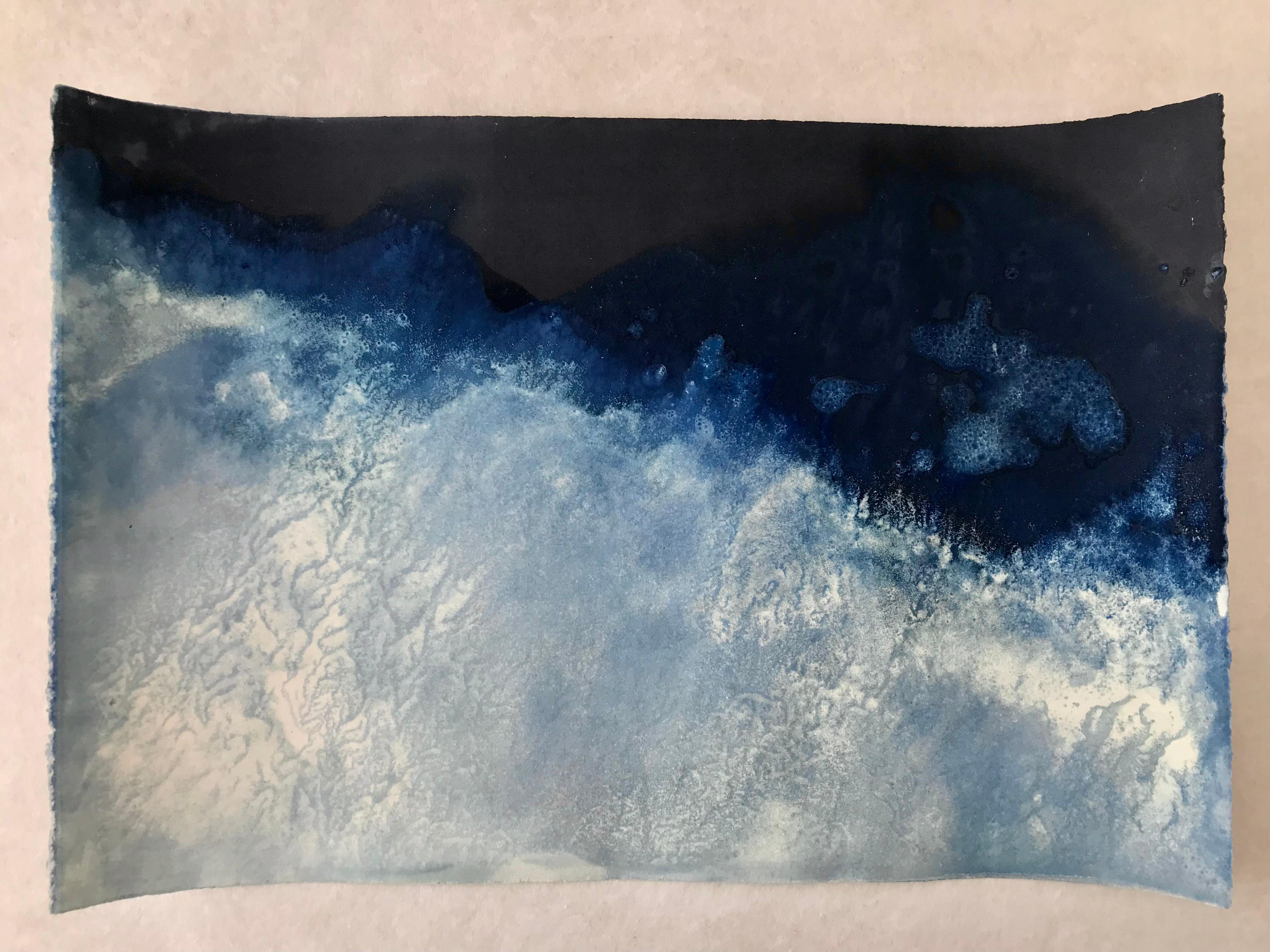 27° 42' 26.32'' N7° 42' 26.32'' W-4. Cyanotype photograph of the ocean waves - Photograph by Paola Davila