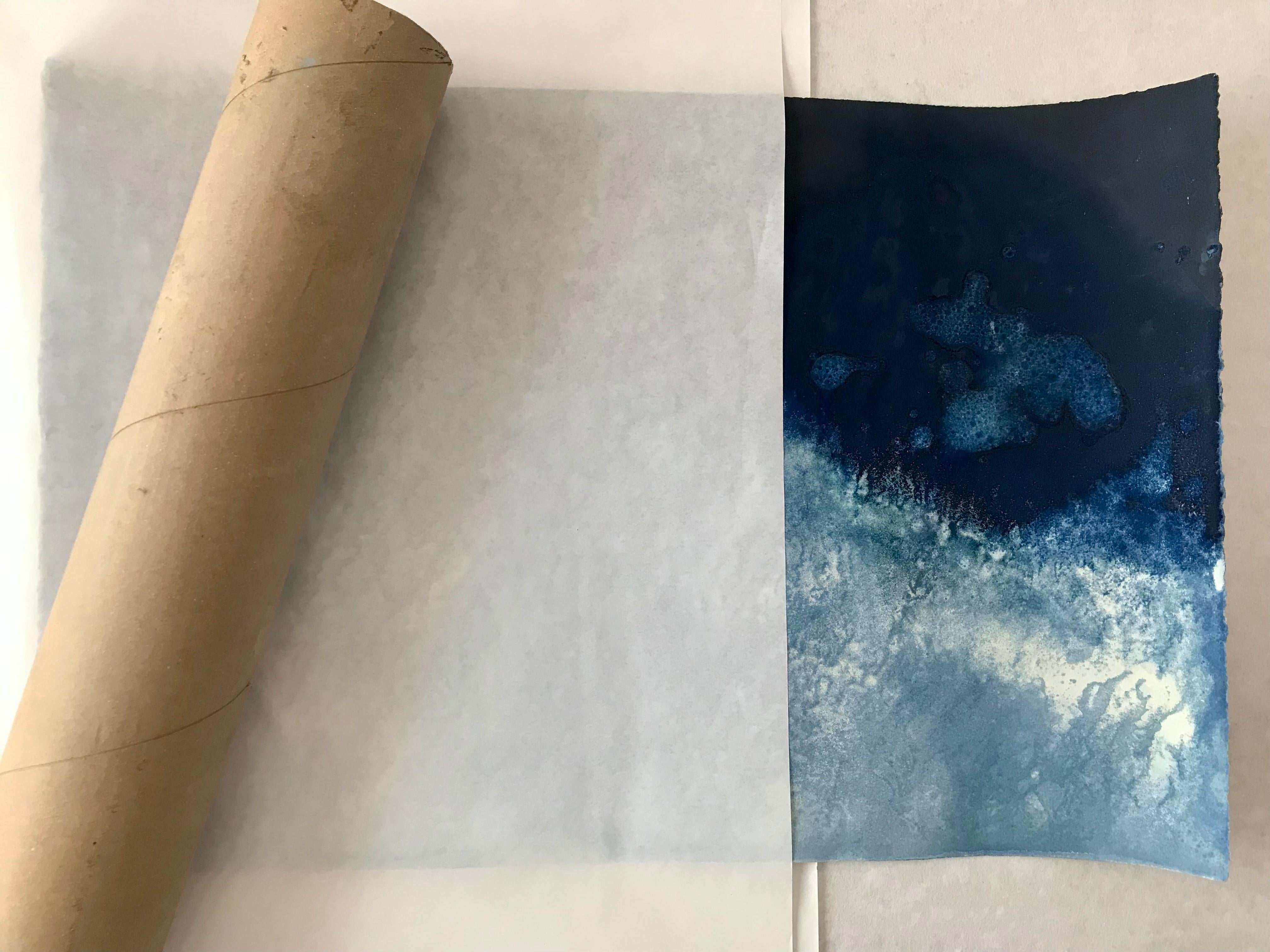 27° 42' 26.32'' N7° 42' 26.32'' W-4. Cyanotype photograph of the ocean waves - Blue Landscape Photograph by Paola Davila