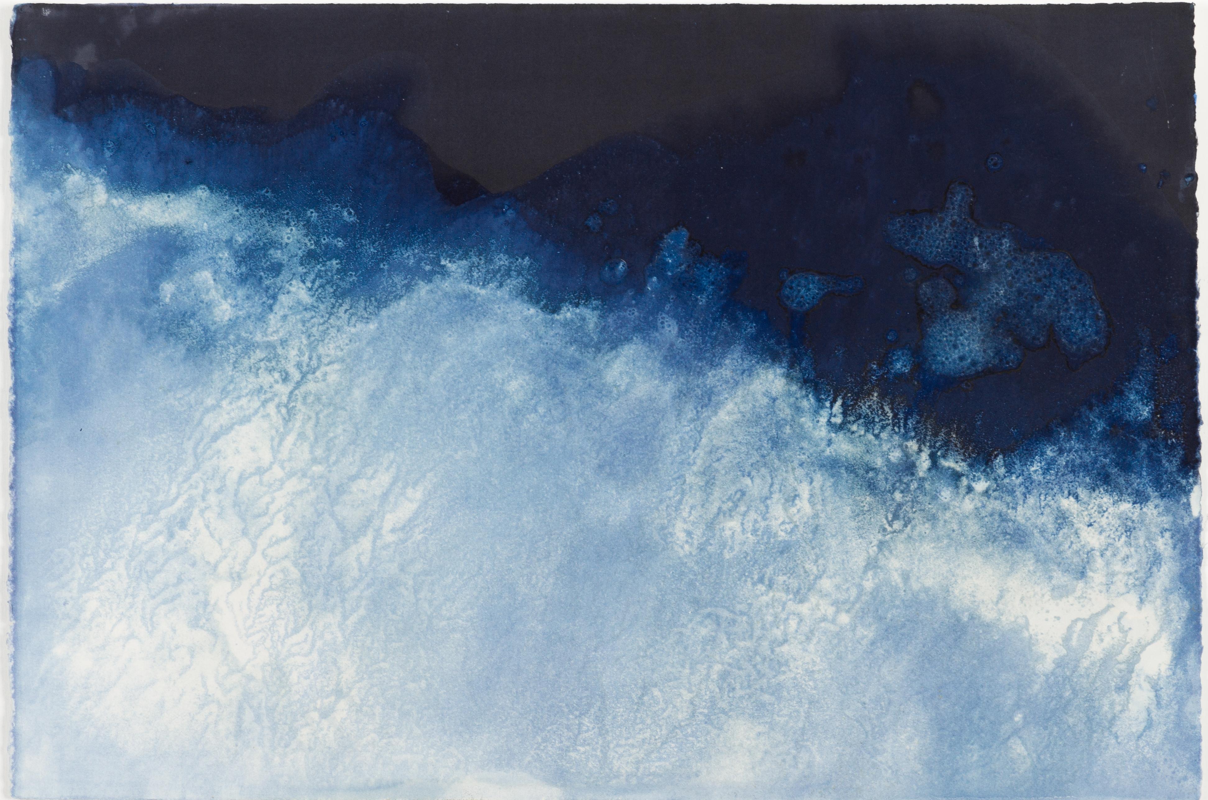Paola Davila Landscape Photograph - 27° 42' 26.32'' N7° 42' 26.32'' W-4. Cyanotype photograph of the ocean waves