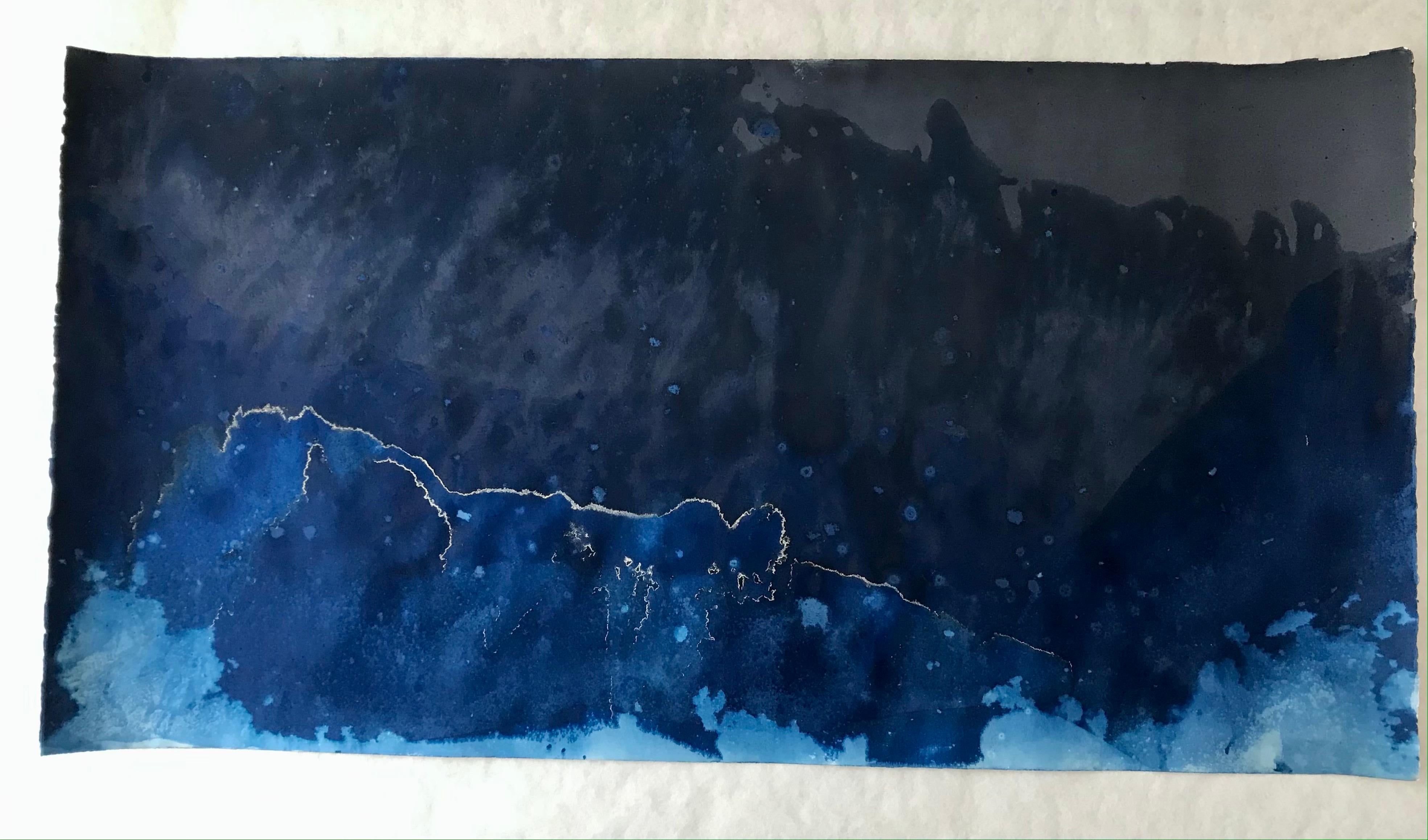 28° 14' 22.942''N, 114° 6' 4.129'' W-12. Cyanotype photograph of the ocean waves - Photograph by Paola Davila