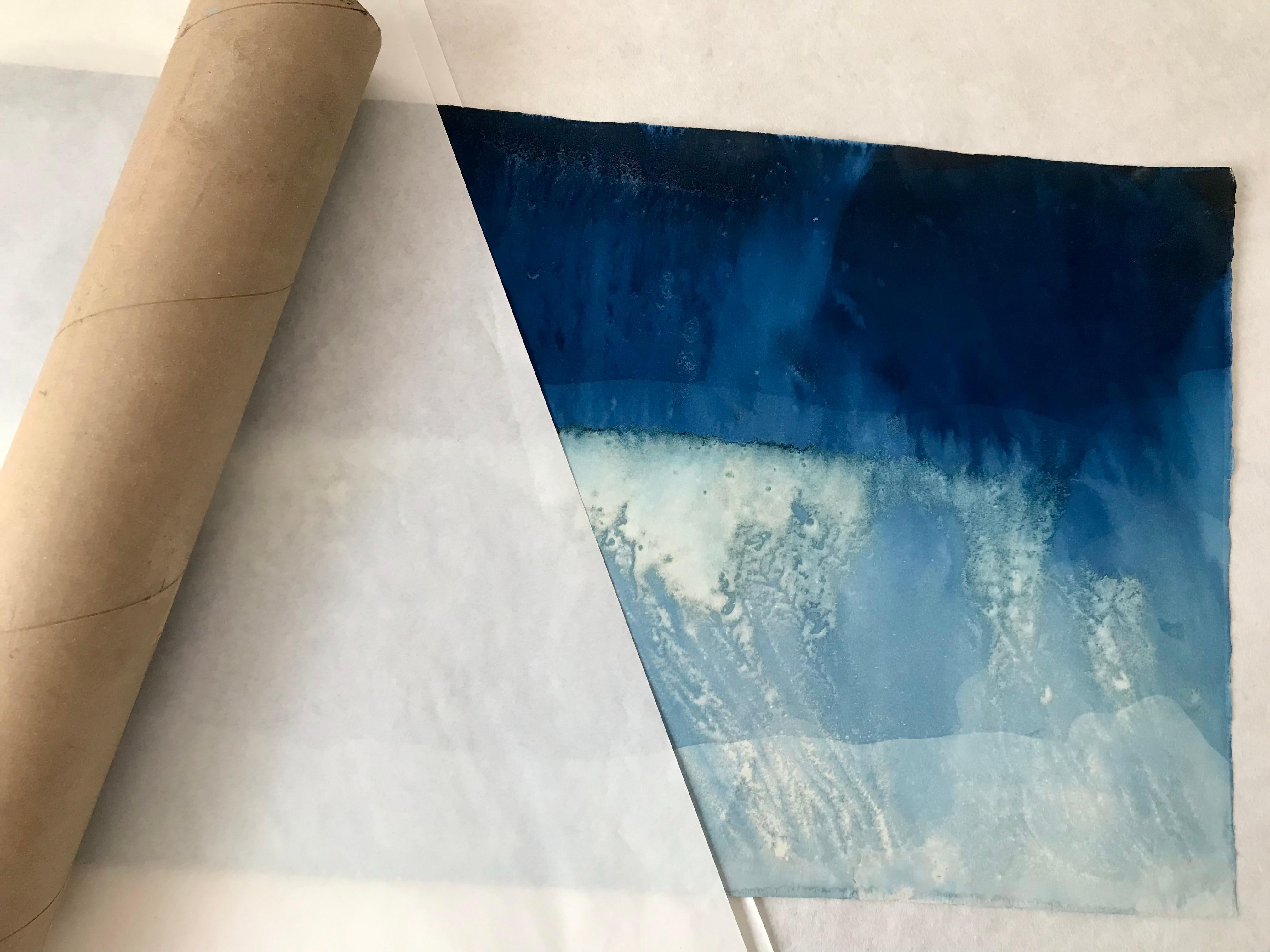28° 14' 22.942''N, 114° 6' 4.129'' W-14. Cyanotype photograph of the ocean waves For Sale 1