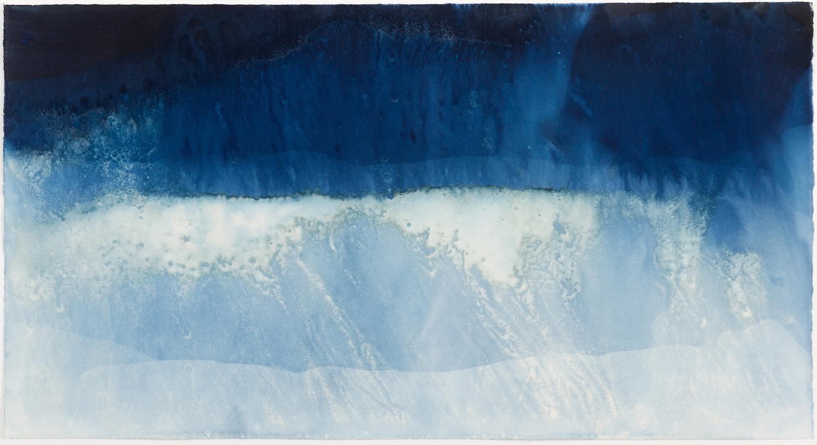 28° 14' 22.942''N, 114° 6' 4.129'' W-14. Cyanotype photograph of the ocean waves - Photograph by Paola Davila