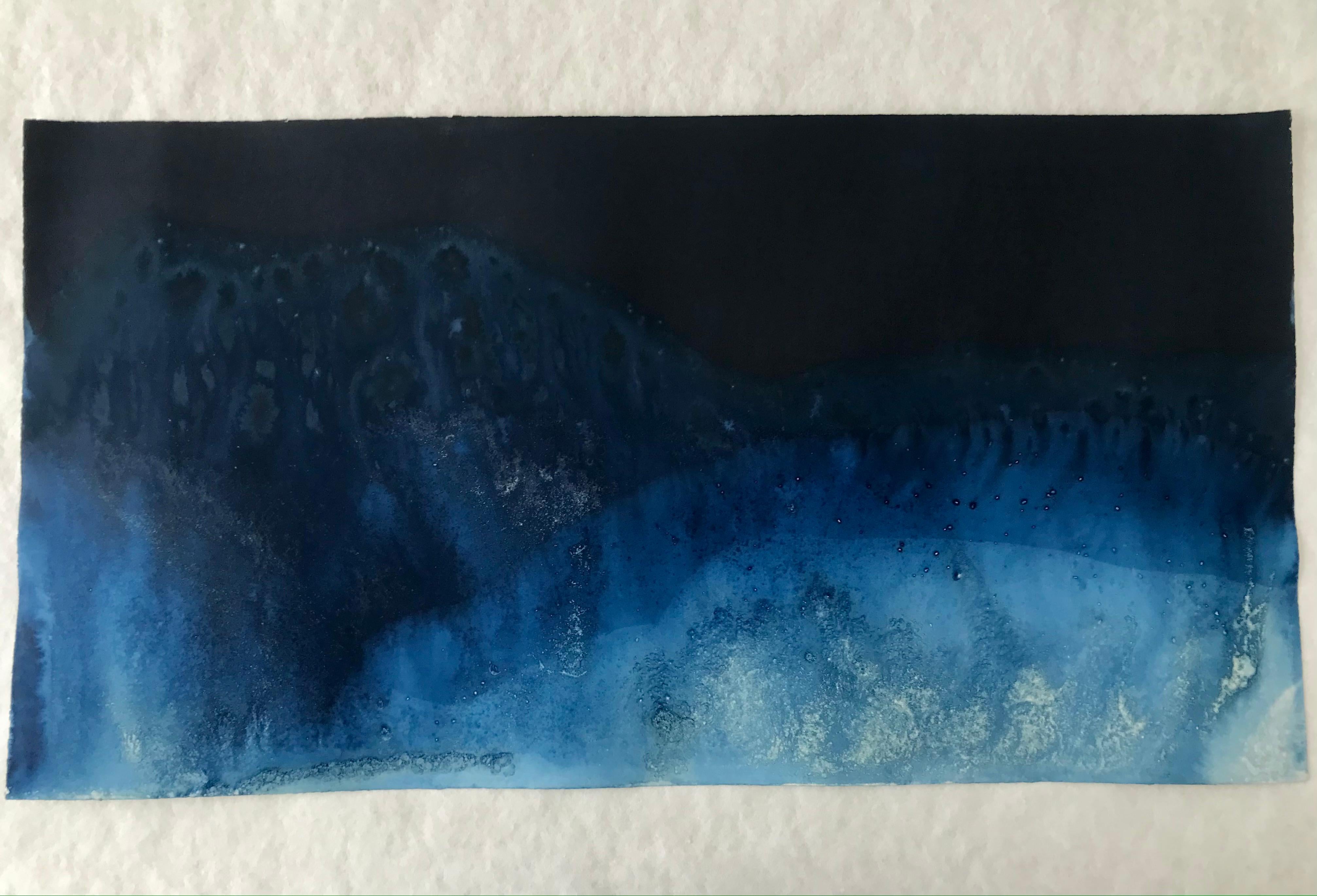 28° 14' 22.942'' N, 114° 6' 4.129'' W-5. Cyanotype photograph of the ocean waves - Photograph by Paola Davila