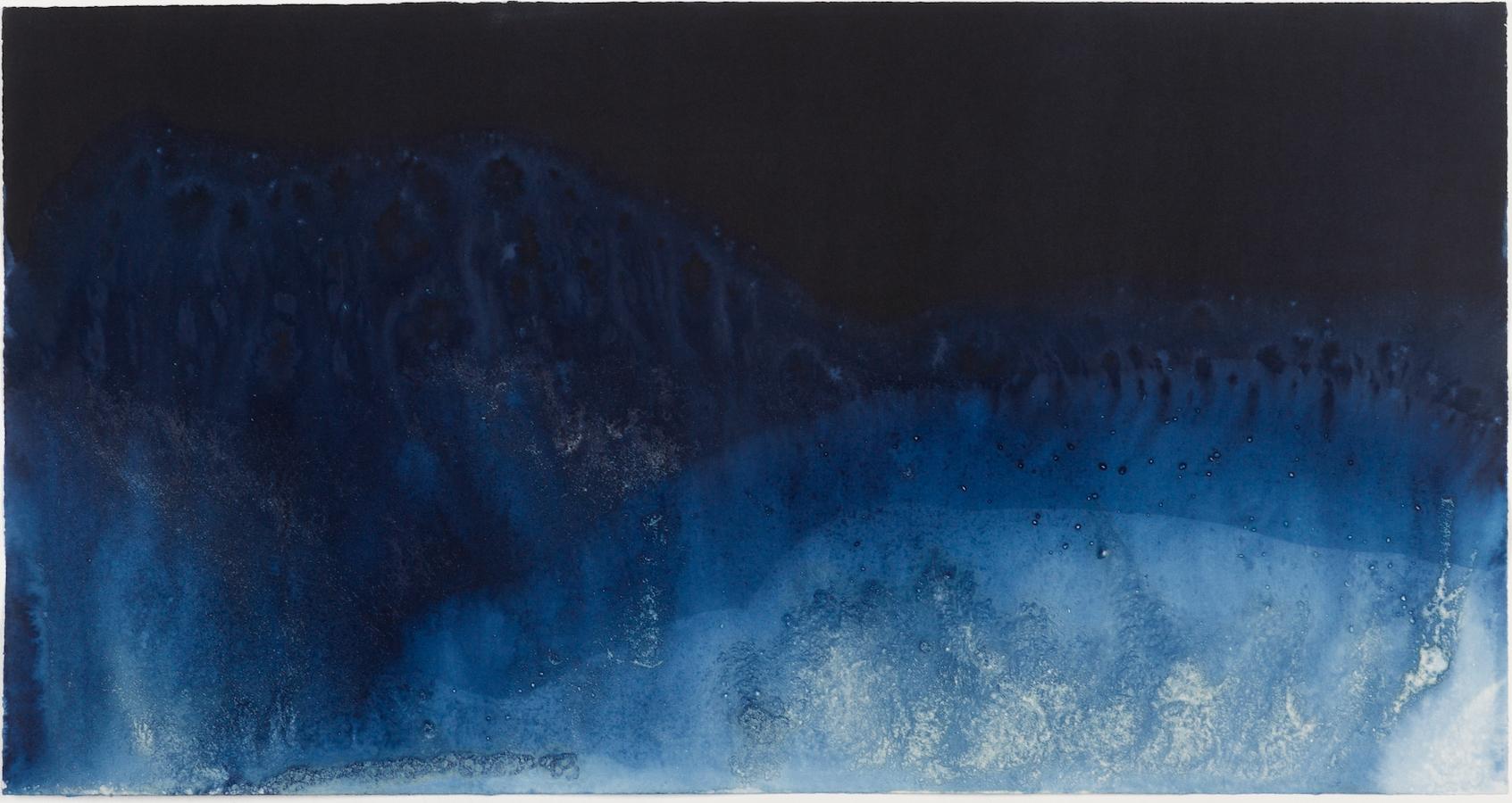 Paola Davila Landscape Photograph - 28° 14' 22.942'' N, 114° 6' 4.129'' W-5. Cyanotype photograph of the ocean waves