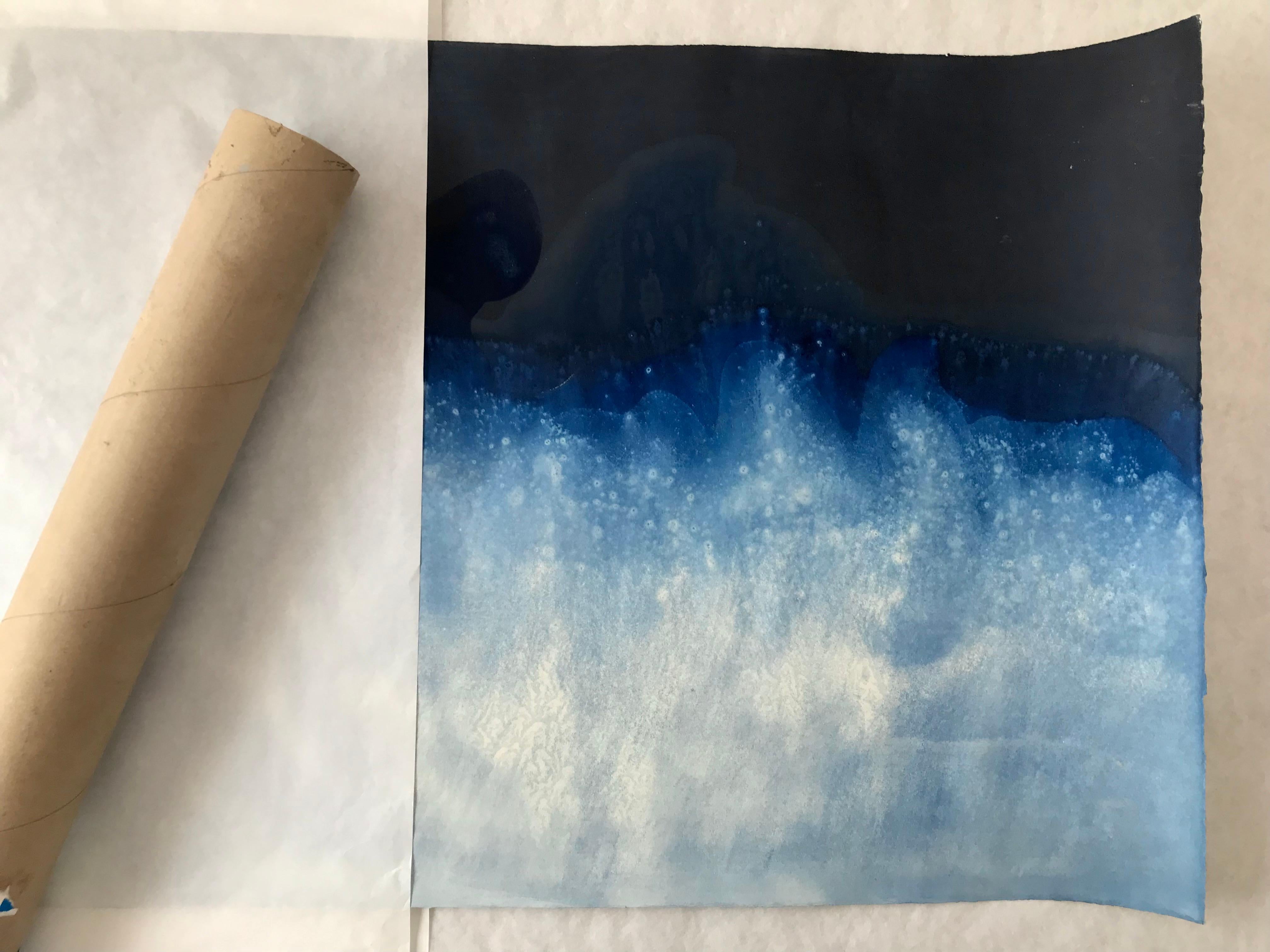 28° 14' 22.942'' N, 114° 6' 4.129'' W-6. Cyanotype photograph of the ocean waves For Sale 1